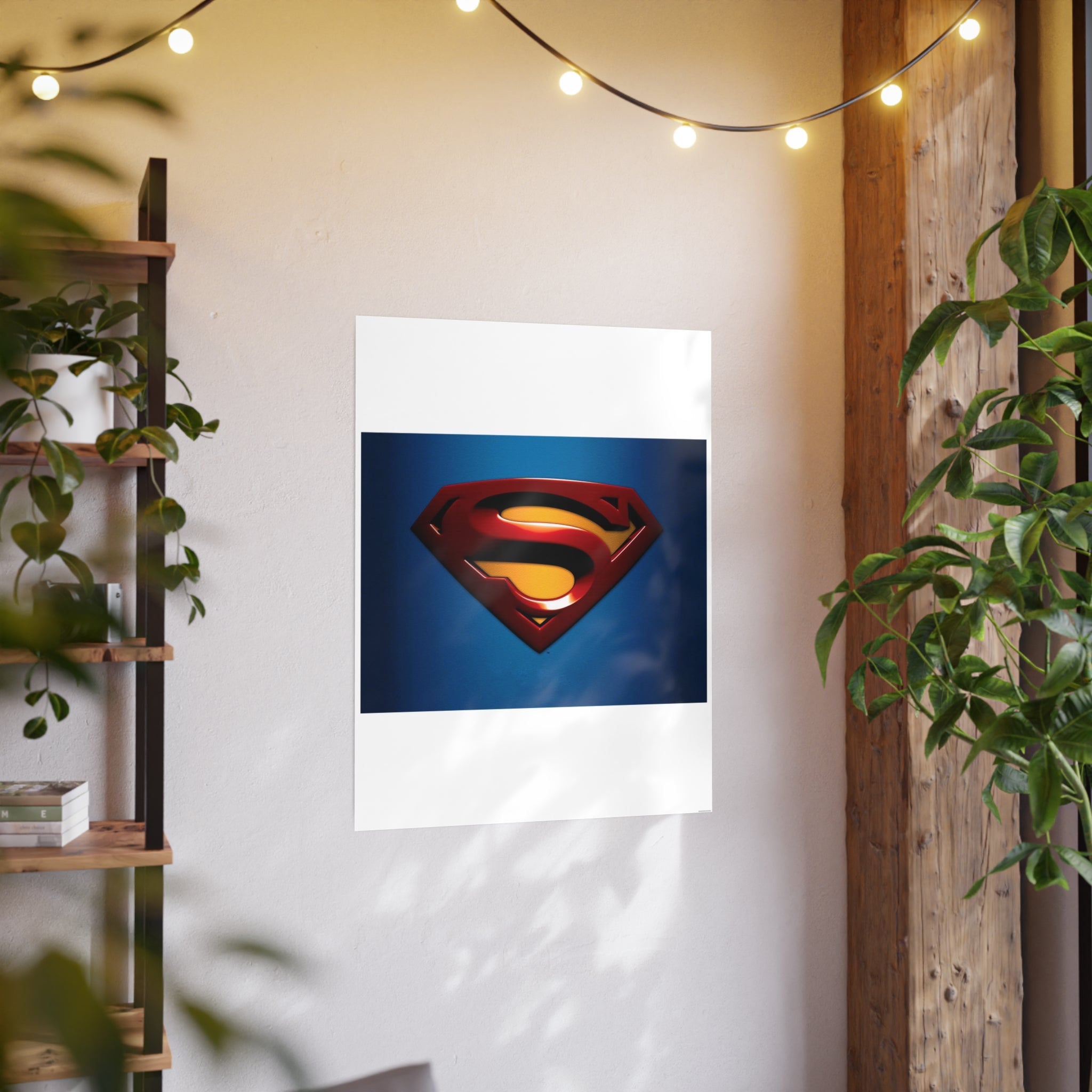 Superman Emblem Photo Art Poster — Retro Comic Logo Wall Print