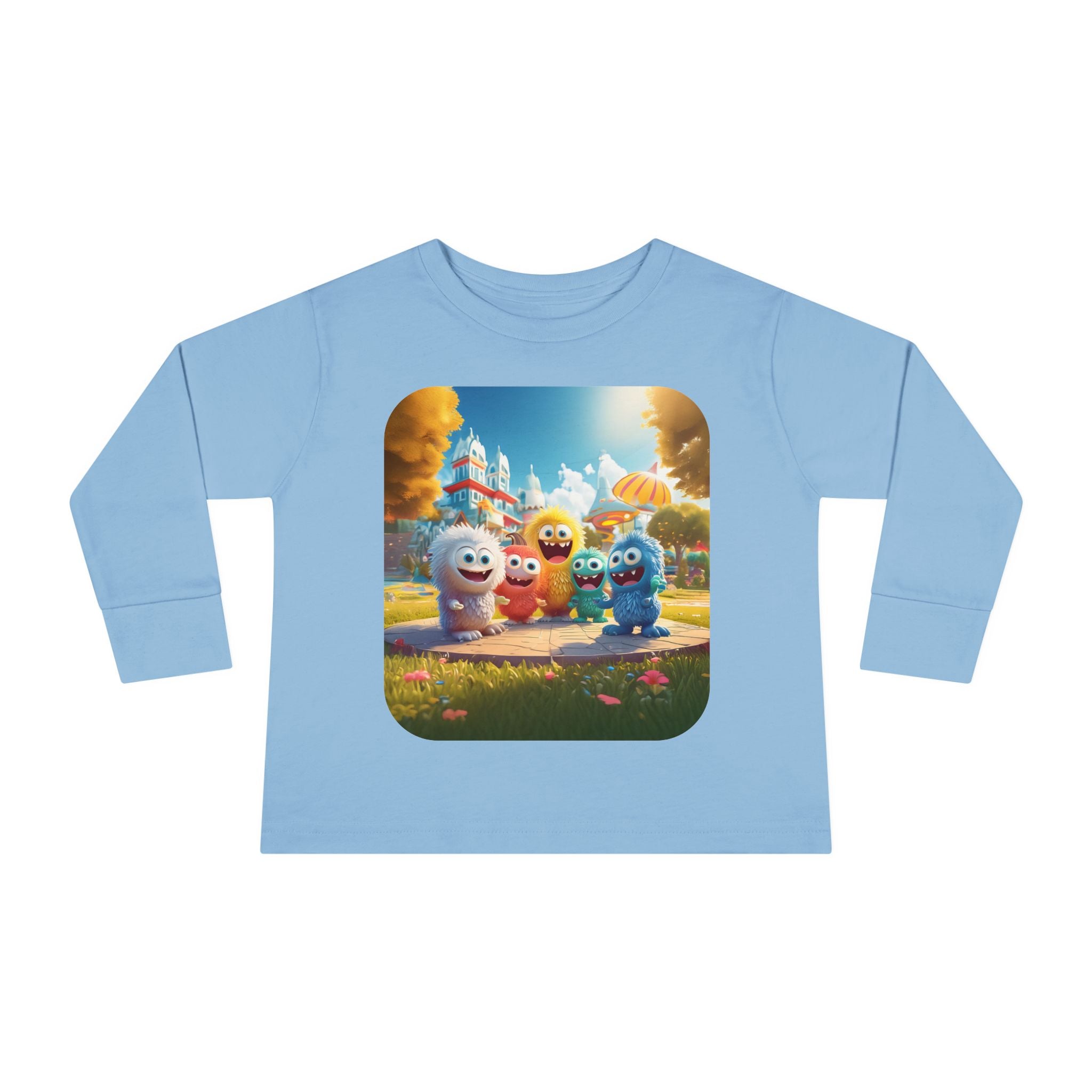 Toddler Tee — Colorful Cartoon Monster Friends Long Sleeve Shirt
