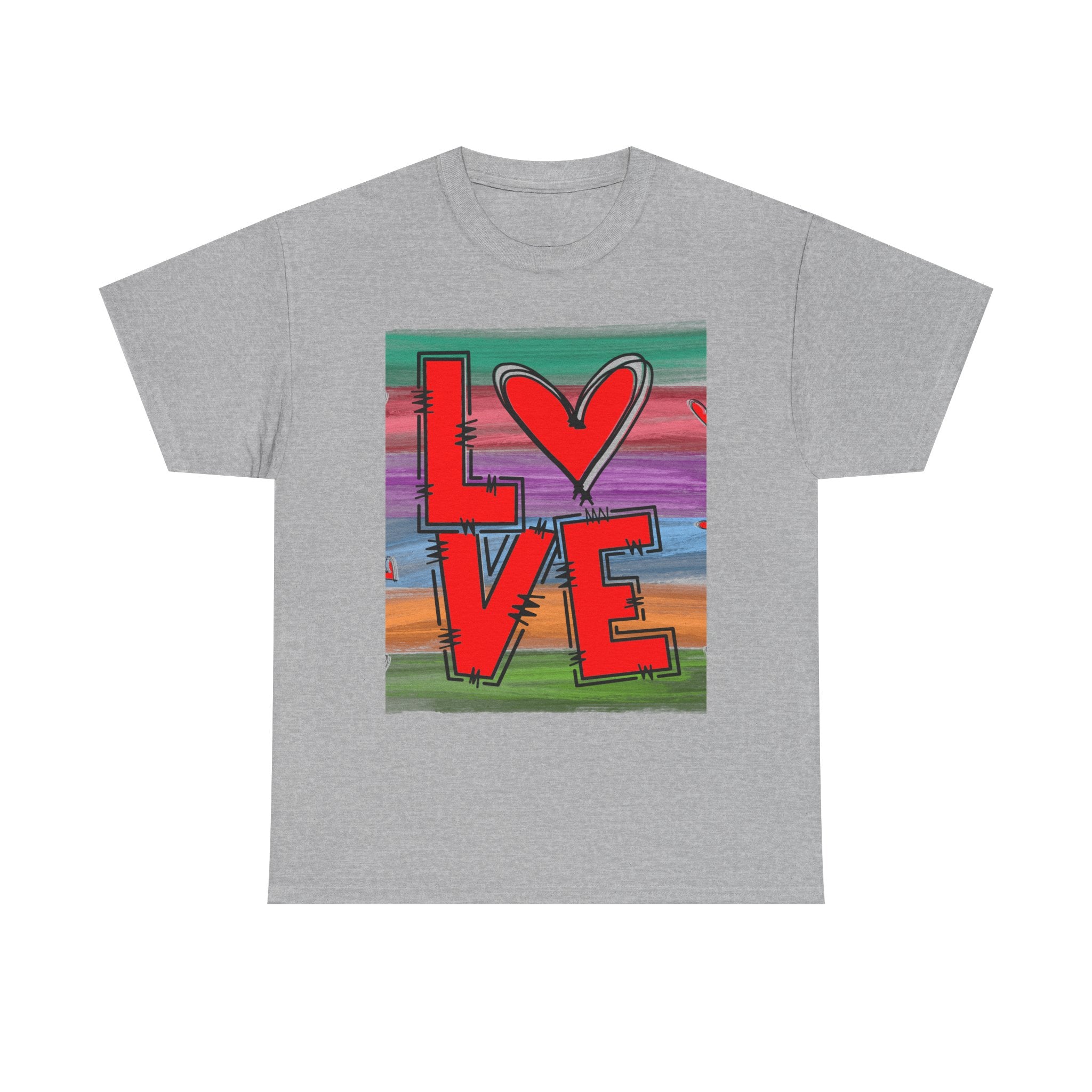 Love Heart Graphic Tee — Colorful Pop Art Valentine's T-Shirt