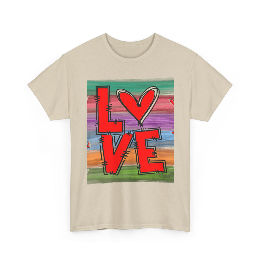 Love Heart Graphic Tee — Colorful Pop Art Valentine's T-Shirt