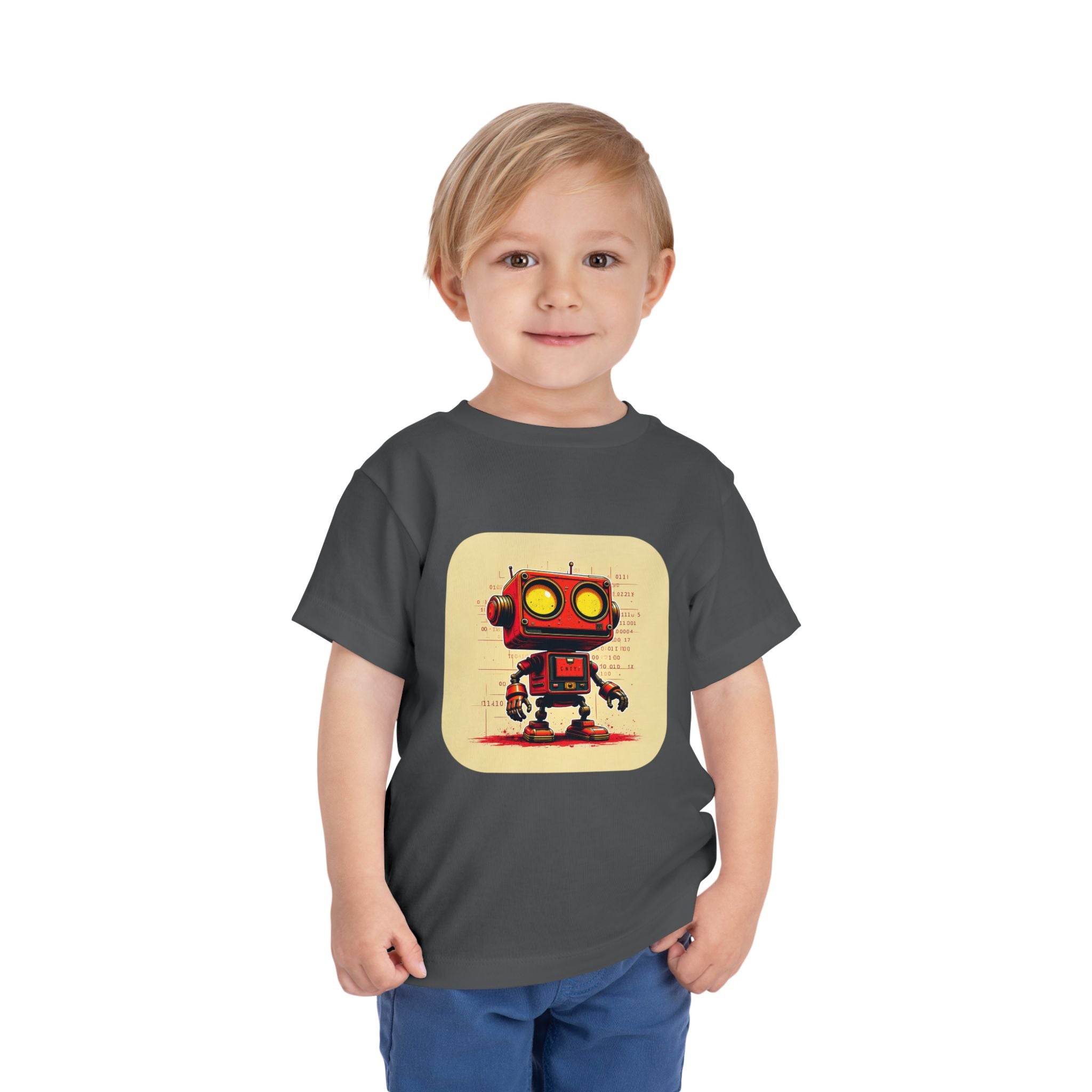 Retro Red Robot Toddler Tee — Cute Vintage Robot Graphic Shirt