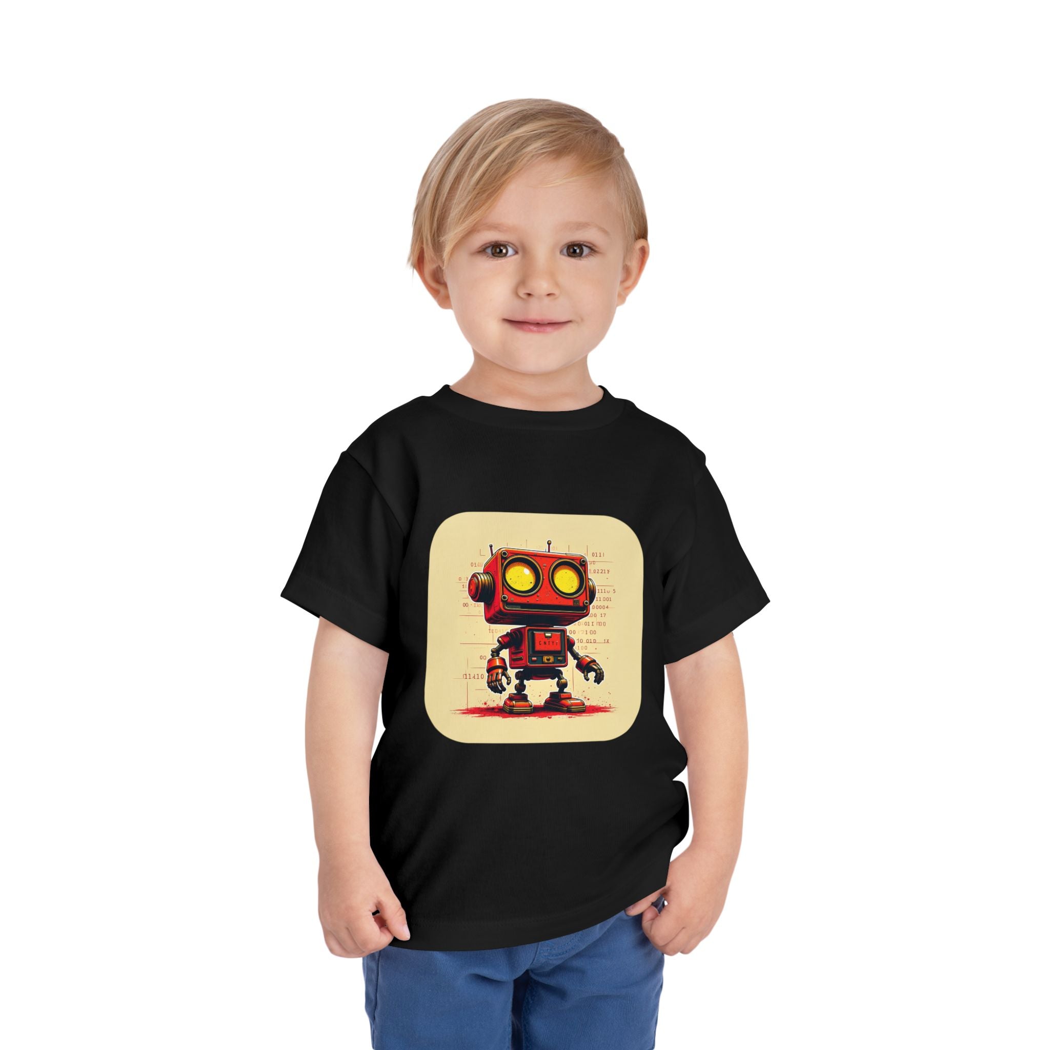 Retro Red Robot Toddler Tee — Cute Vintage Robot Graphic Shirt