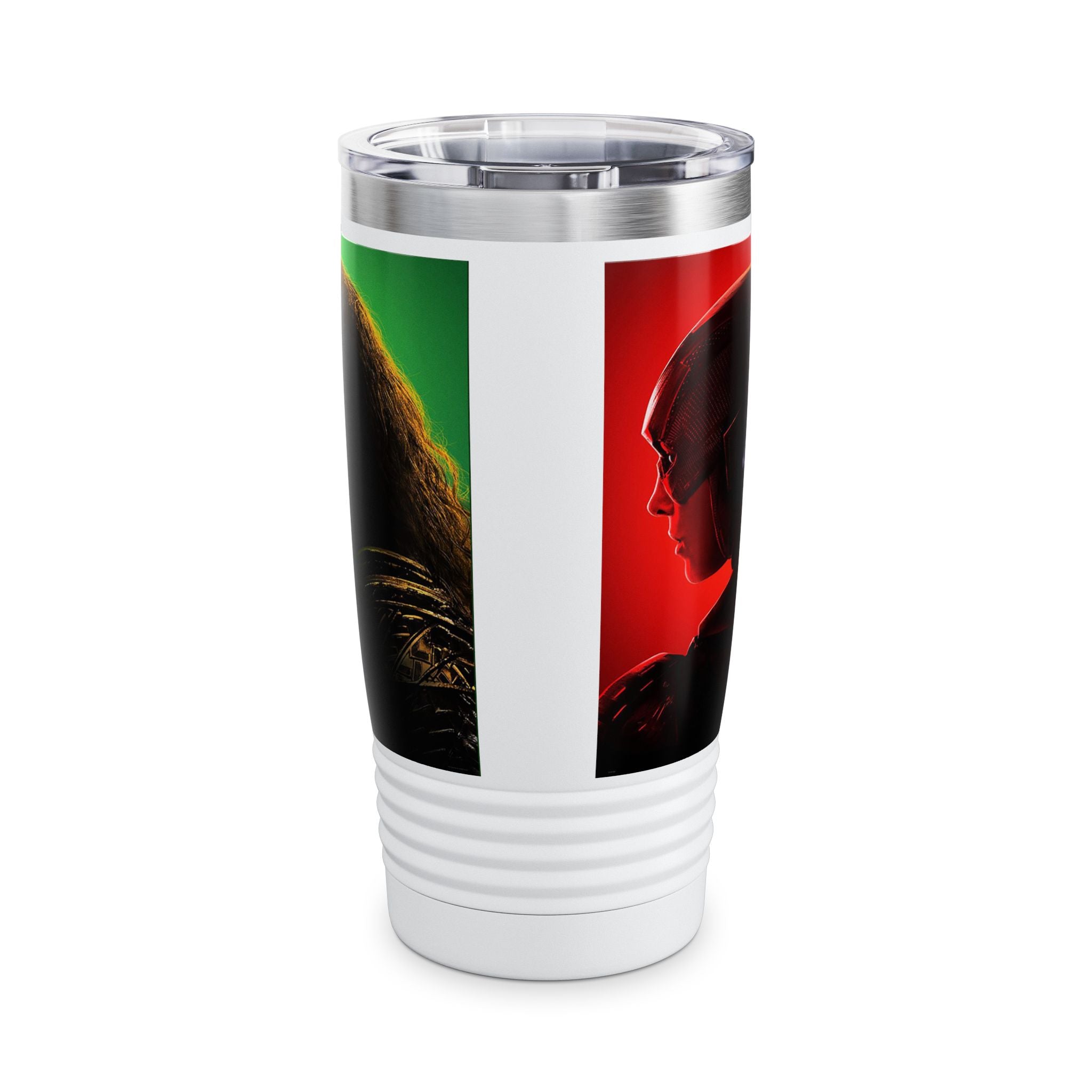 Superhero Profile 20oz Tumbler — Vertical Trio Character Silhouette Travel Mug