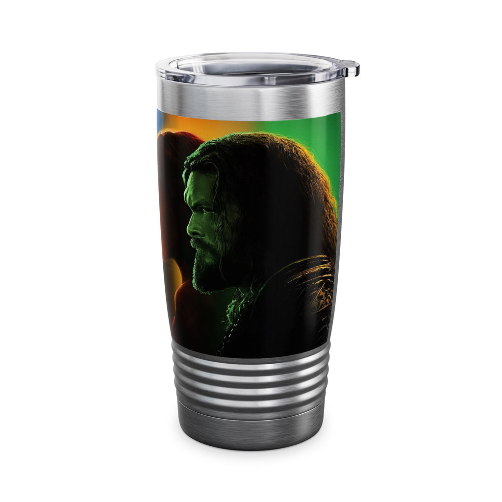 Superhero Profile 20oz Tumbler — Vertical Trio Character Silhouette Travel Mug