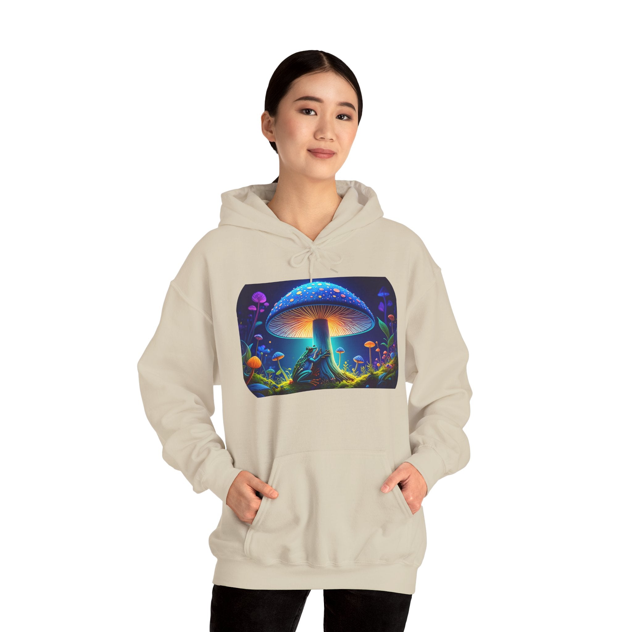 Psychedelic Mushroom Hoodie – Neon Fantasy Forest Graphic Sweatshirt