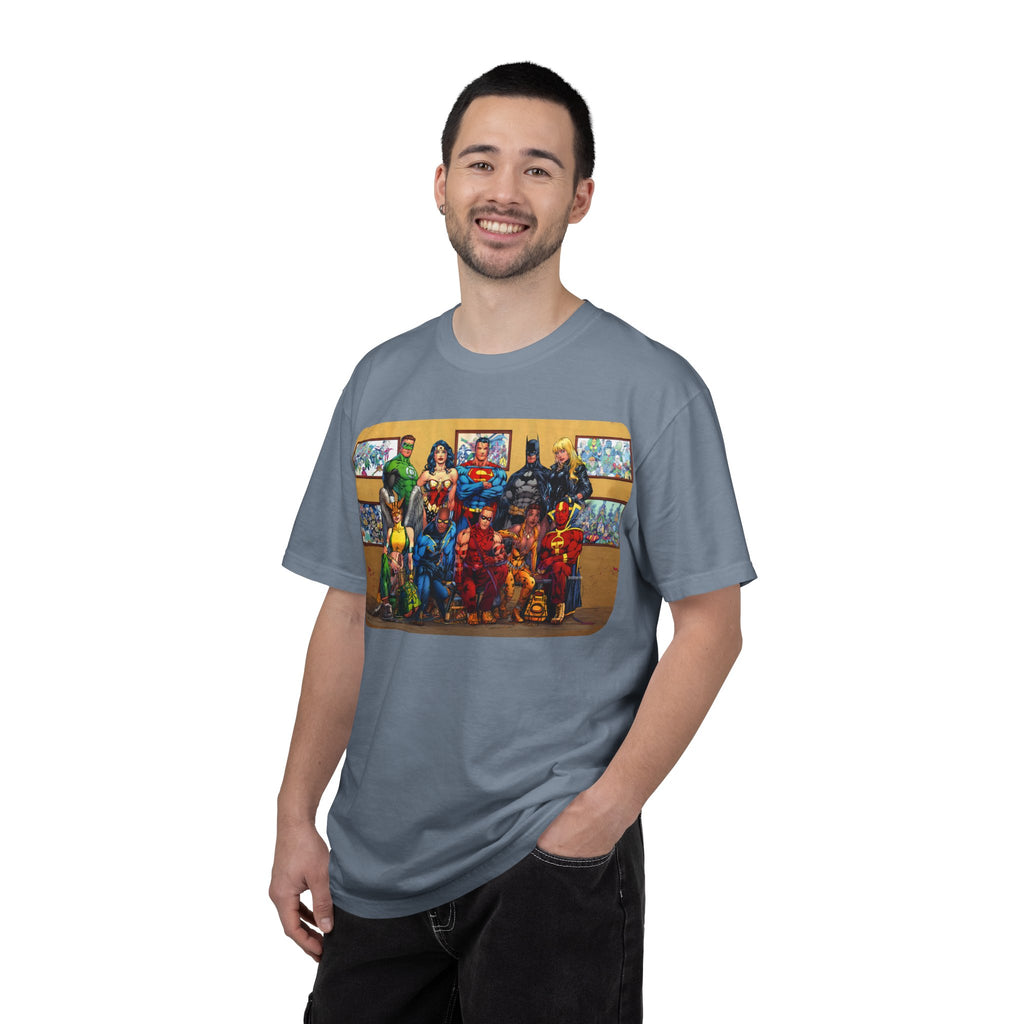 Superhero Team Photo T-Shirt — Vintage Comic Group Graphic Tee