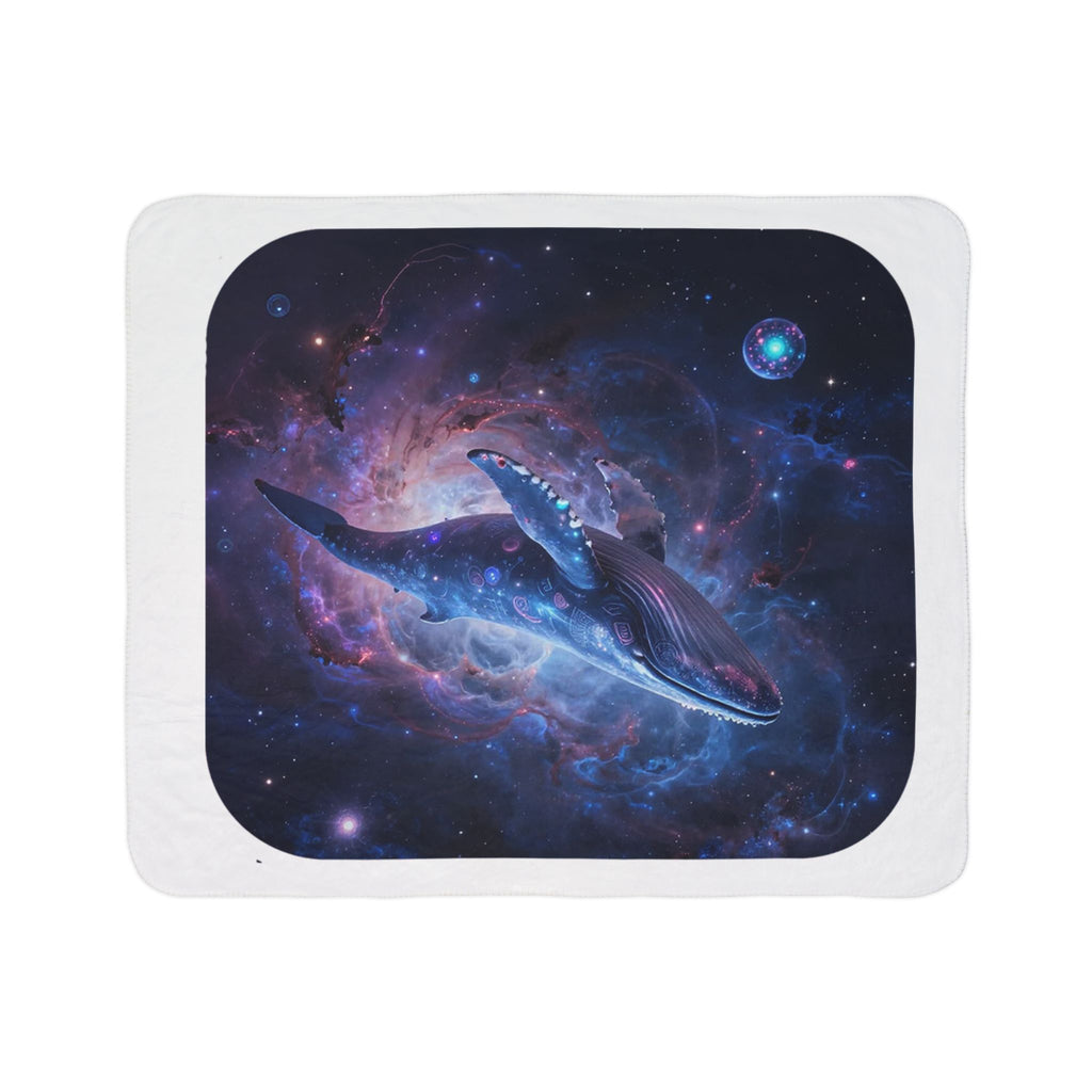 Galaxy Whale Sherpa Blanket — Cosmic Whale Fleece Throw