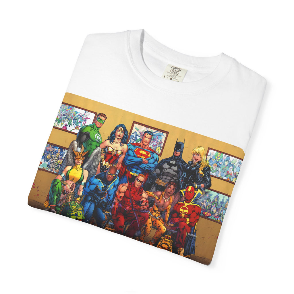 Superhero Team Photo T-Shirt — Vintage Comic Group Graphic Tee