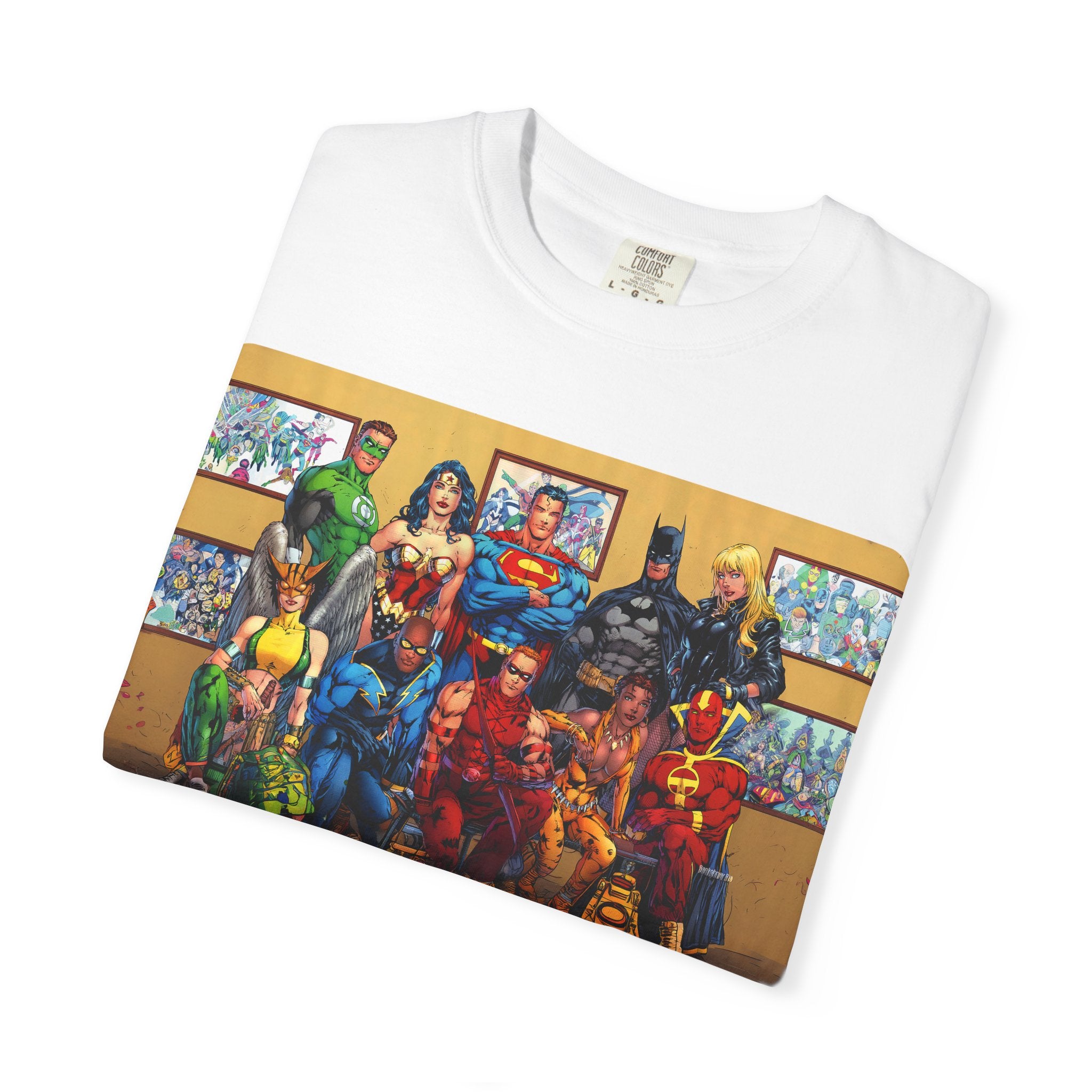 Superhero Team Photo T-Shirt — Vintage Comic Group Graphic Tee