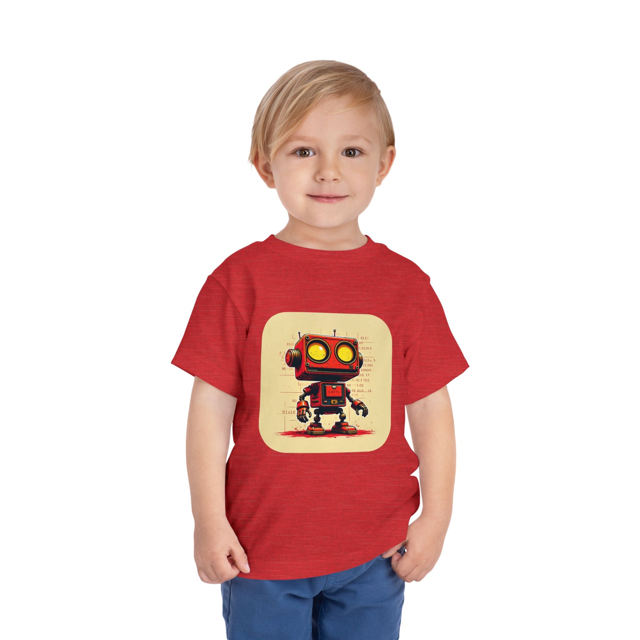 Retro Red Robot Toddler Tee — Cute Vintage Robot Graphic Shirt