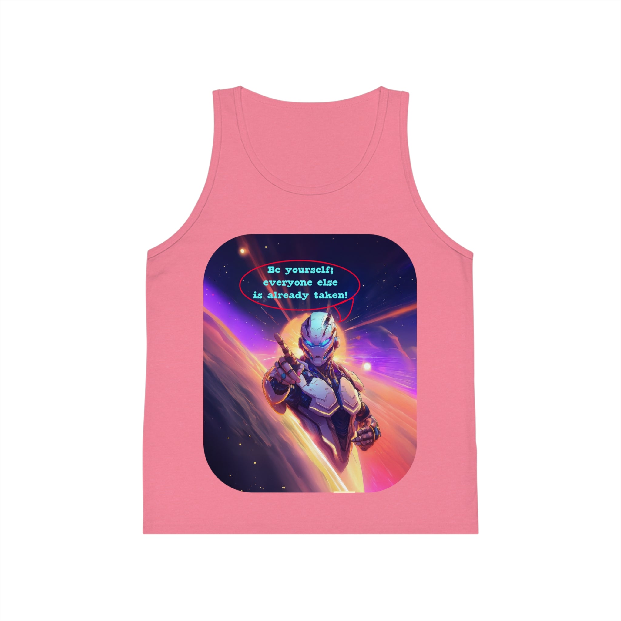 Kids Tank Top — Space Hero Graphic with "Be yourself! Everyone else is already taken" Quote
