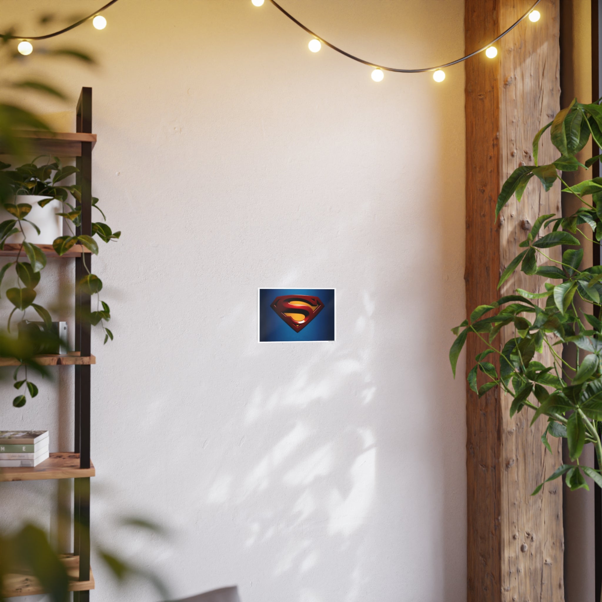 Superman Emblem Photo Art Poster — Retro Comic Logo Wall Print