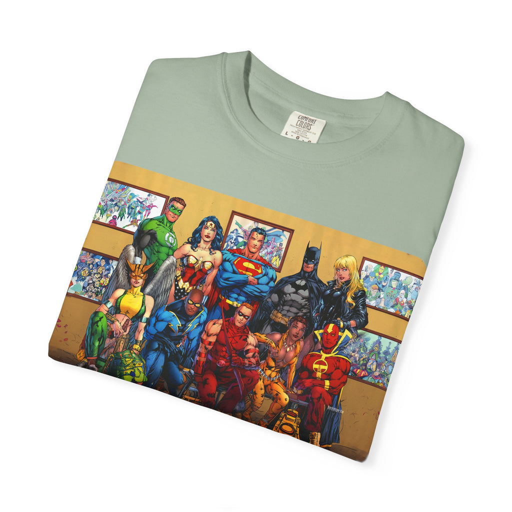 Superhero Team Photo T-Shirt — Vintage Comic Group Graphic Tee