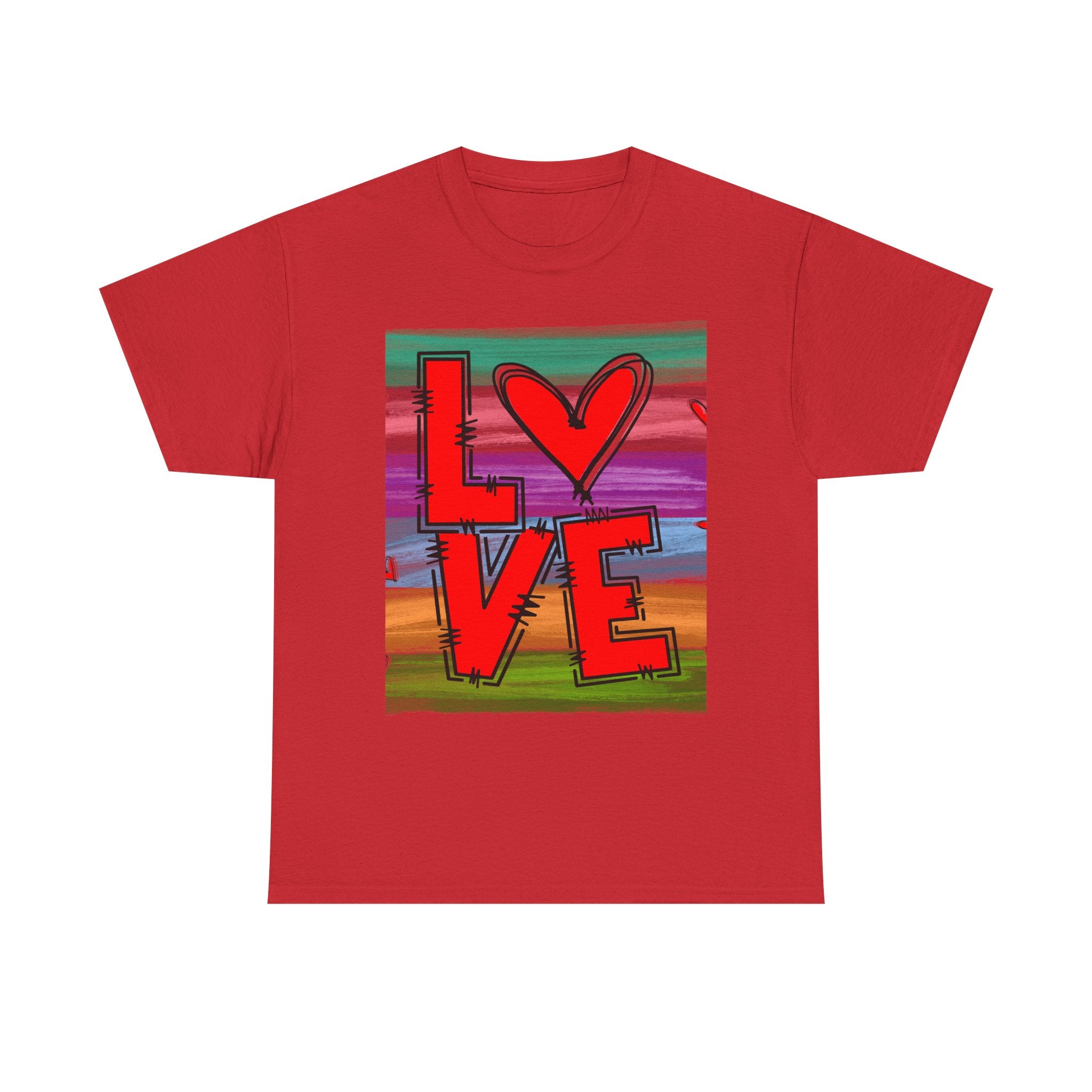 Love Heart Graphic Tee — Colorful Pop Art Valentine's T-Shirt