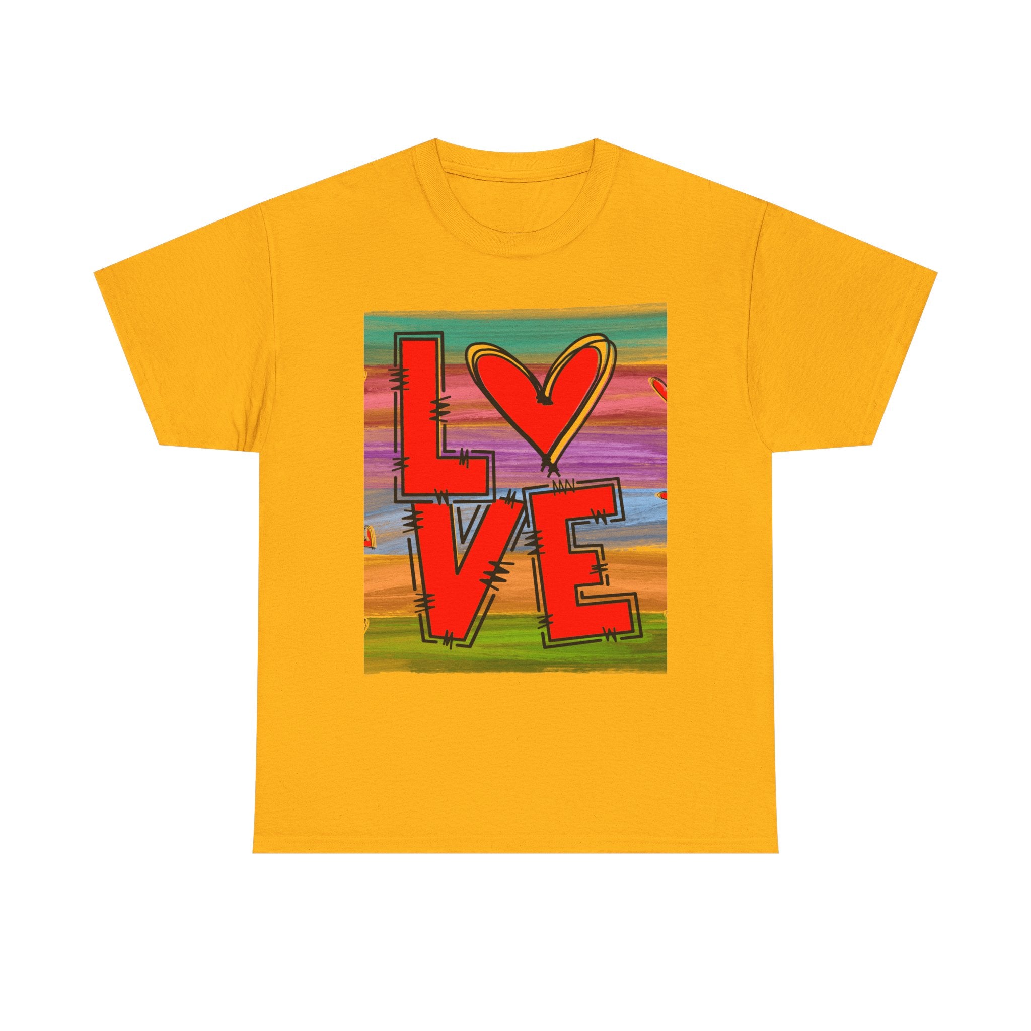 Love Heart Graphic Tee — Colorful Pop Art Valentine's T-Shirt