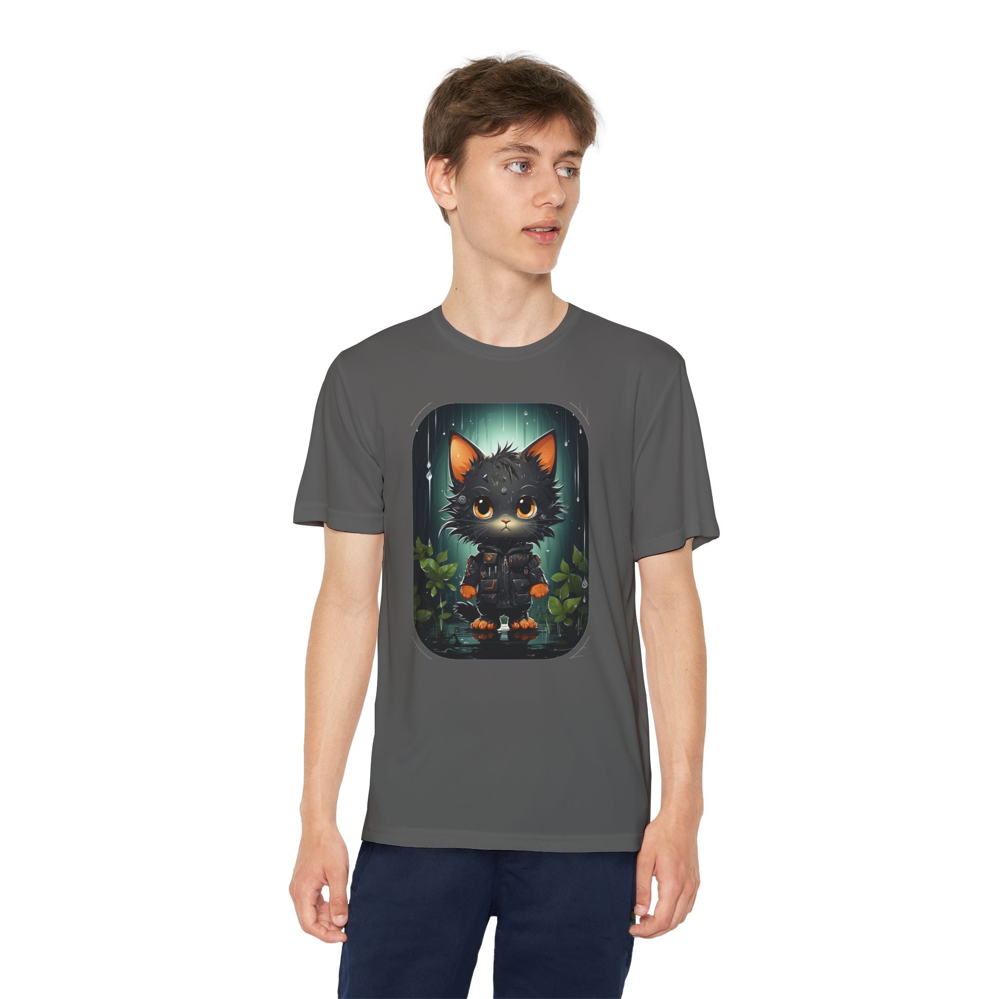Youth Black Cat Competitor Tee — Cute Forest Kitten Graphic Shirt
