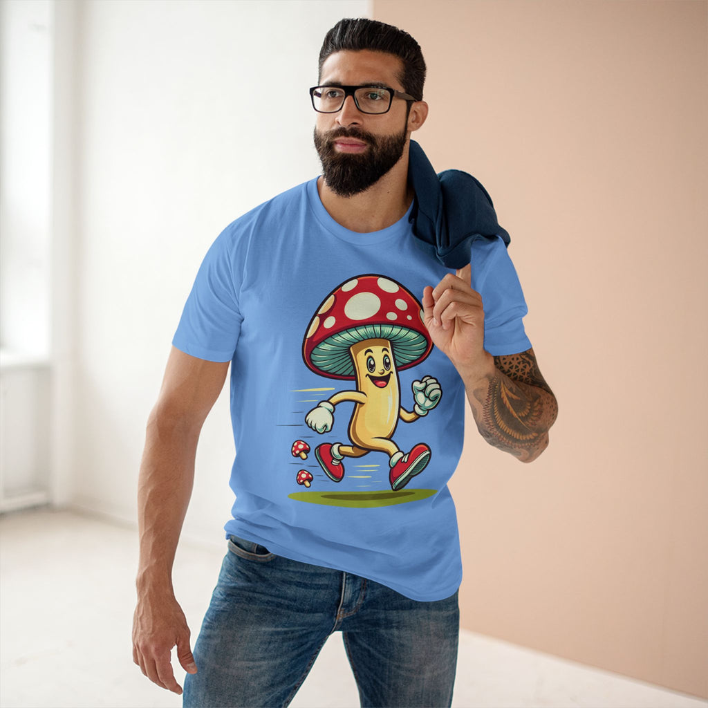 Happy Mushroom Running T-Shirt – Cute Retro Mushroom Character Tee