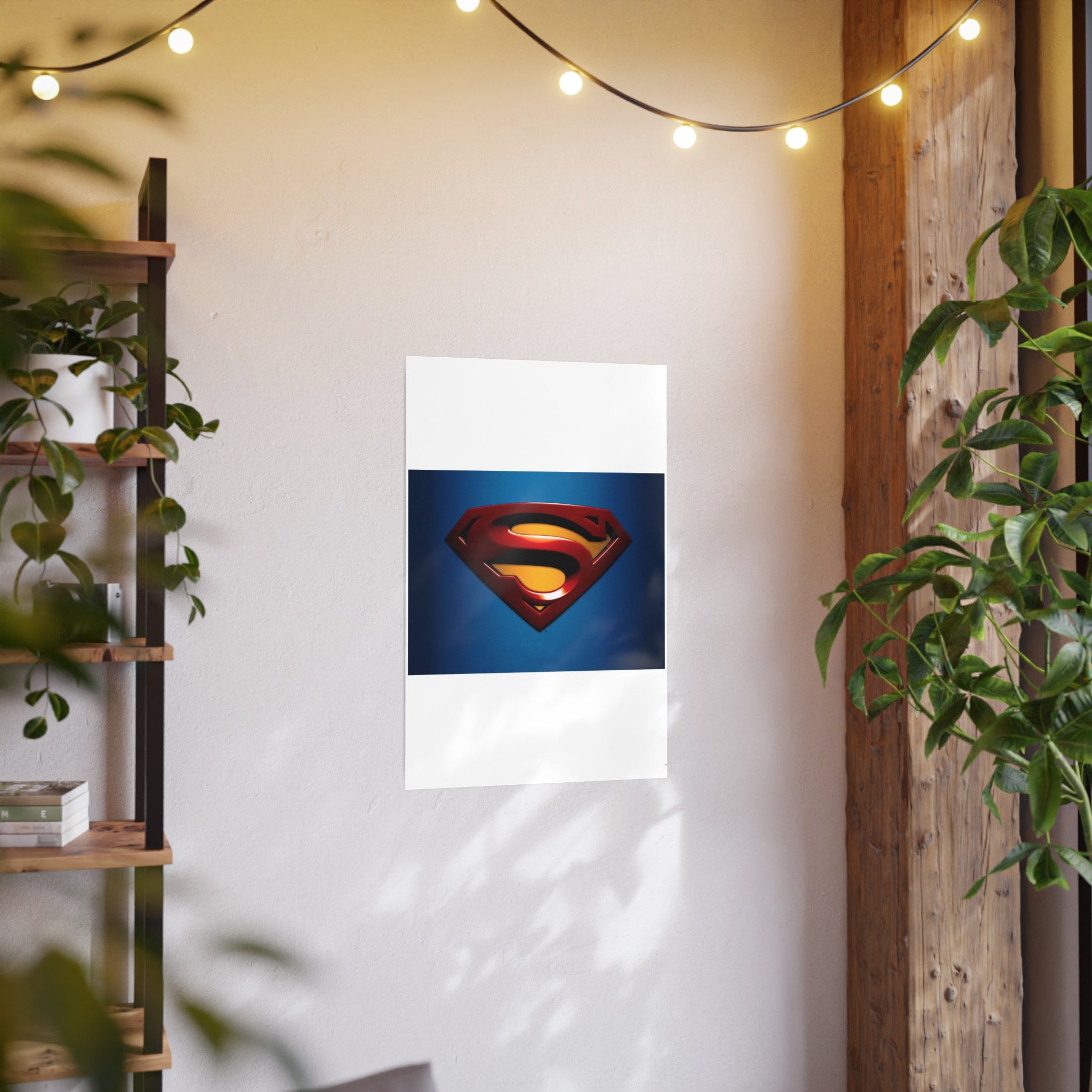 Superman Emblem Photo Art Poster — Retro Comic Logo Wall Print