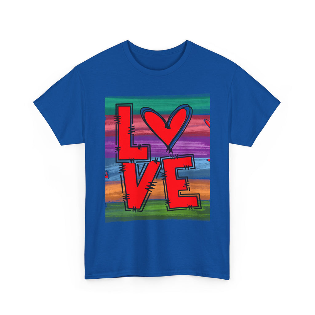Love Heart Graphic Tee — Colorful Pop Art Valentine's T-Shirt