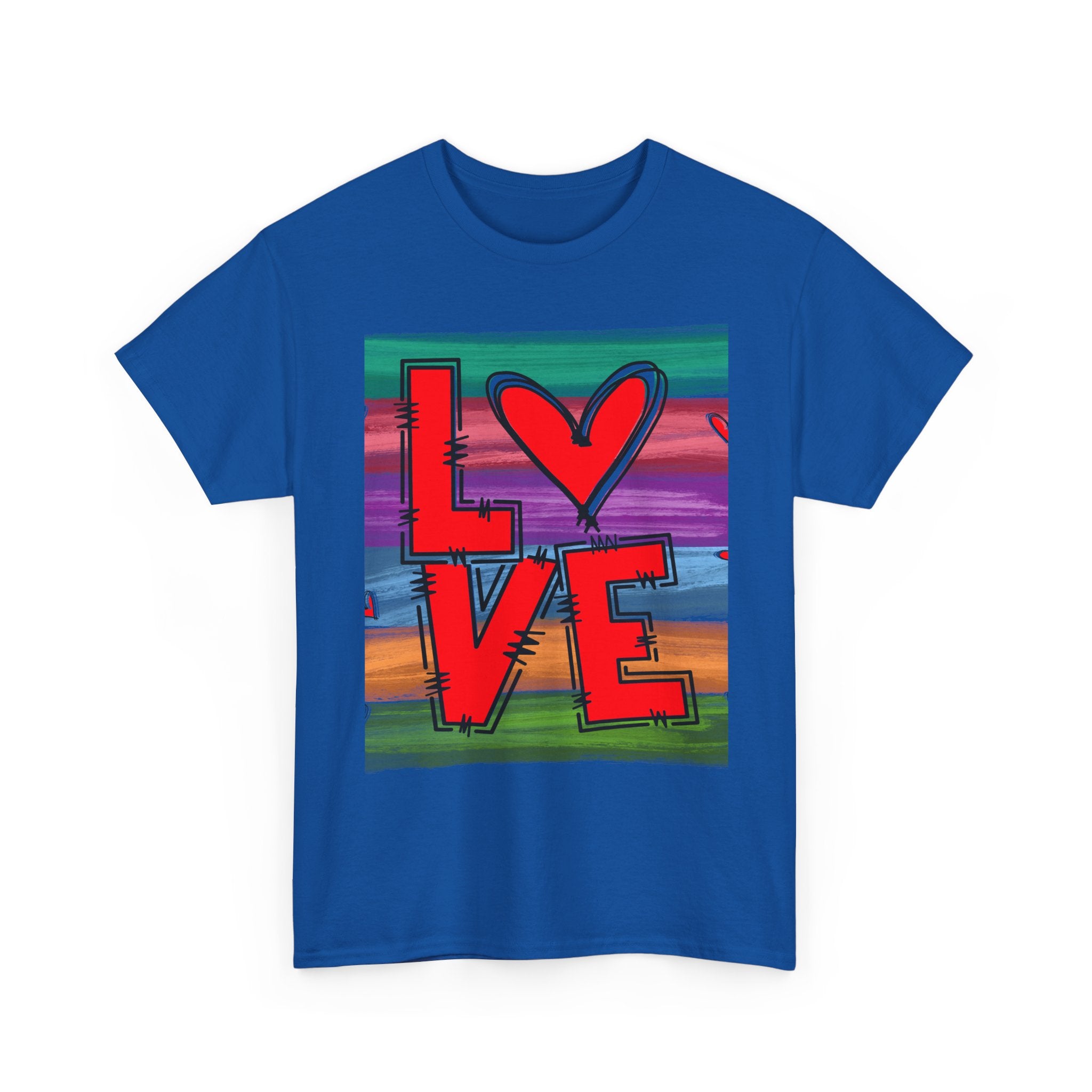 Love Heart Graphic Tee — Colorful Pop Art Valentine's T-Shirt