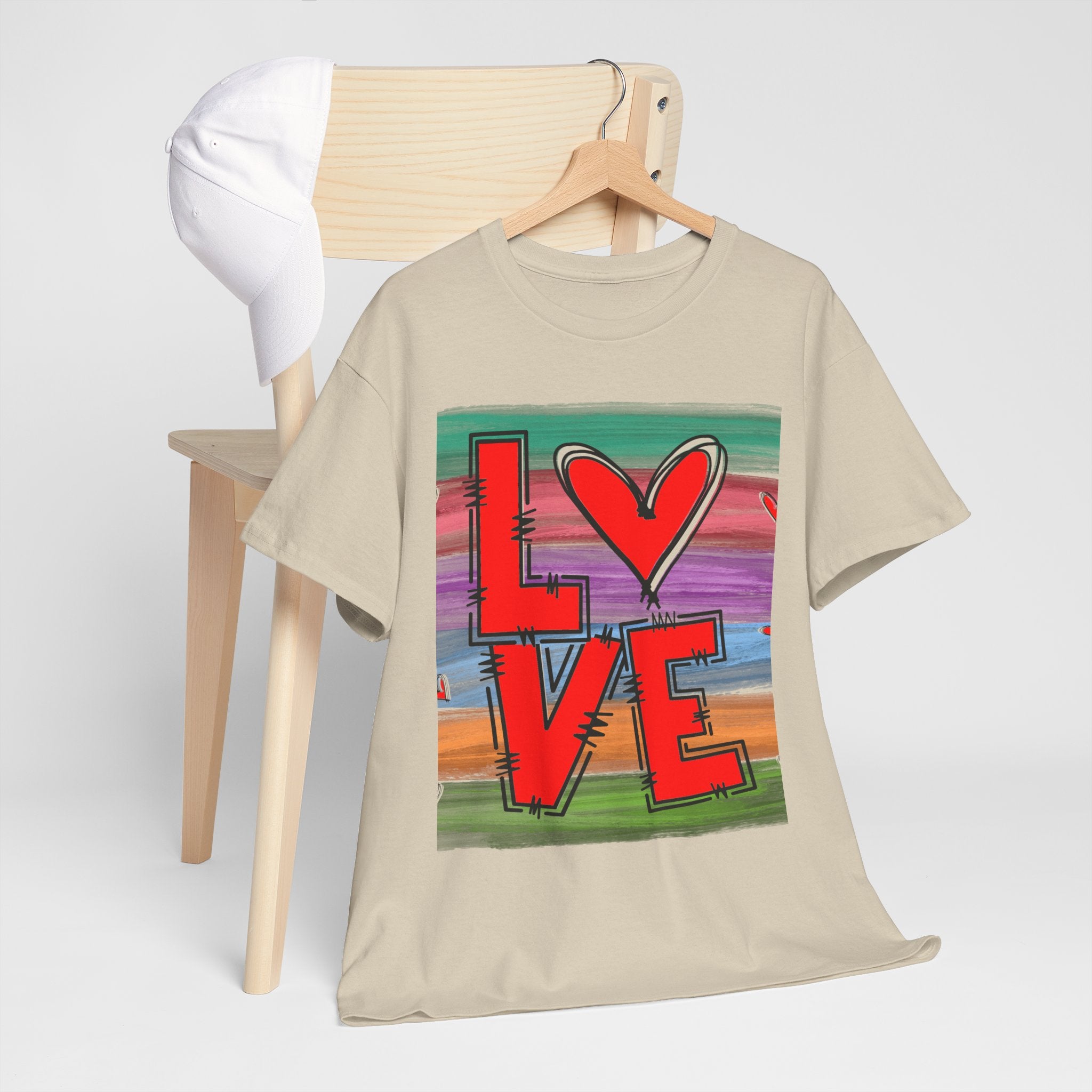 Love Heart Graphic Tee — Colorful Pop Art Valentine's T-Shirt