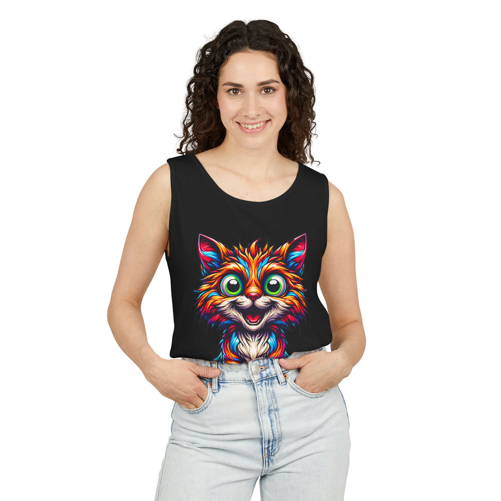 Psychedelic Cat Tank Top — Vibrant 1000-Color Art Print
