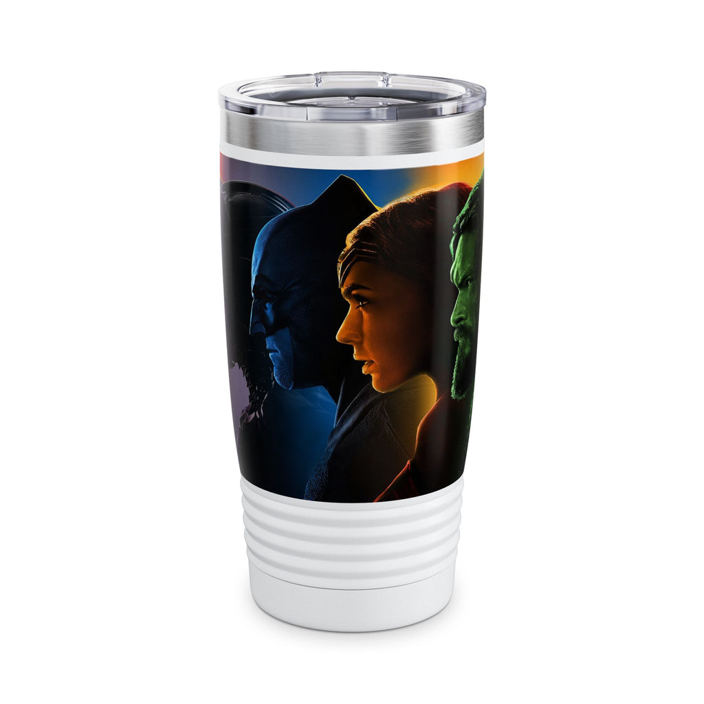 Superhero Profile 20oz Tumbler — Vertical Trio Character Silhouette Travel Mug