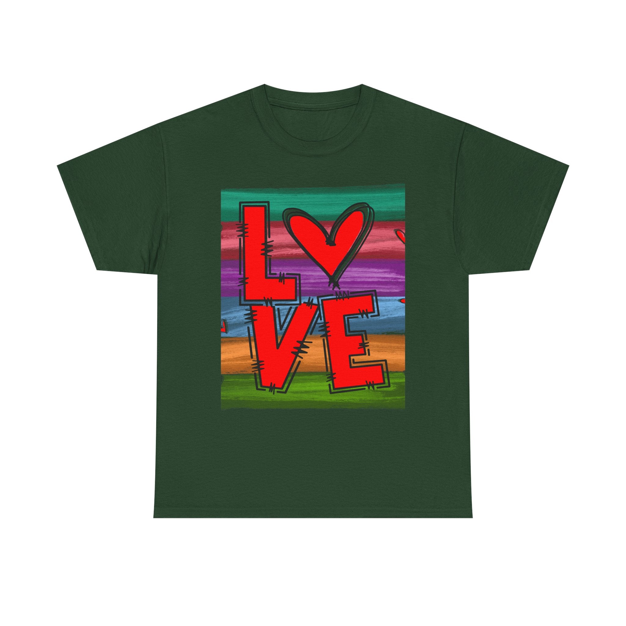 Love Heart Graphic Tee — Colorful Pop Art Valentine's T-Shirt