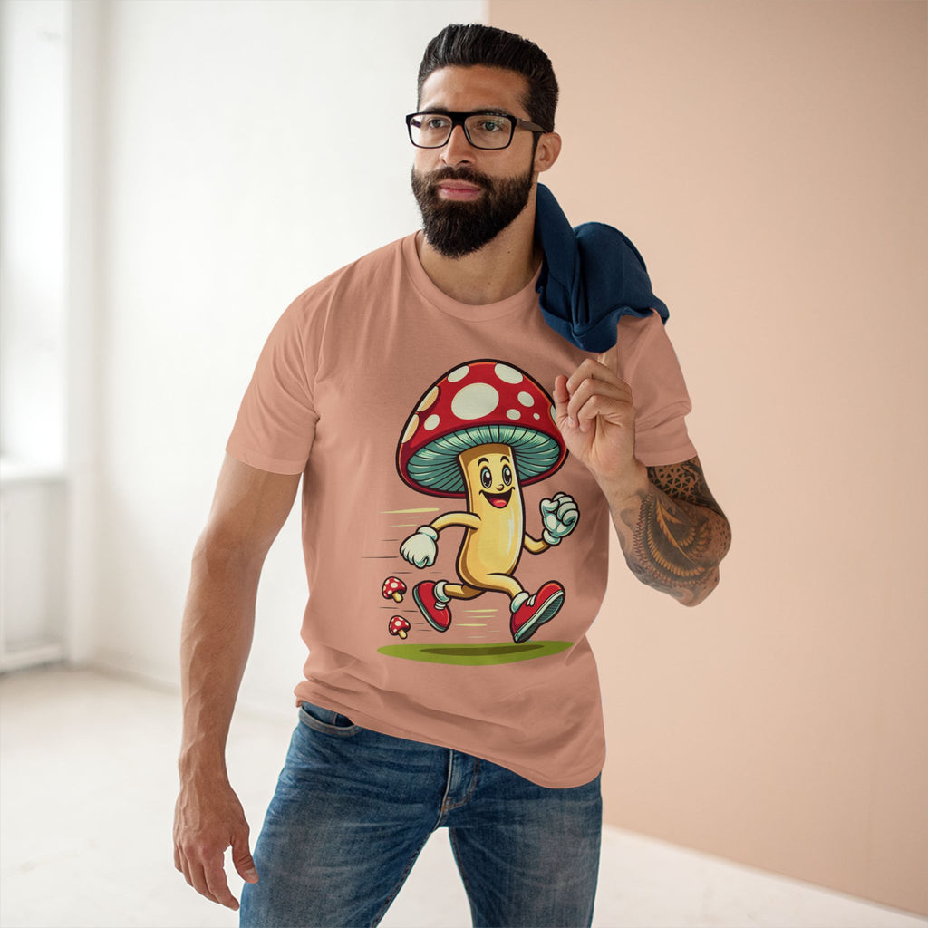 Happy Mushroom Running T-Shirt – Cute Retro Mushroom Character Tee