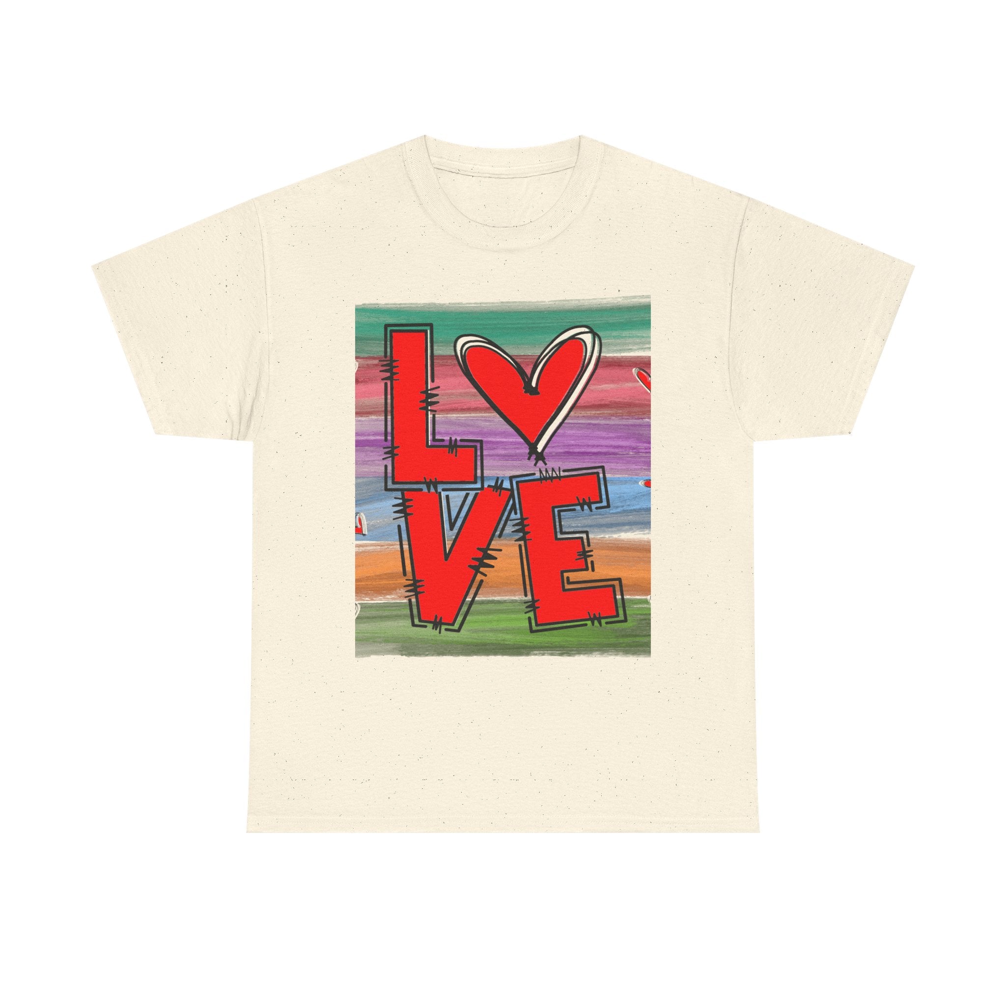 Love Heart Graphic Tee — Colorful Pop Art Valentine's T-Shirt