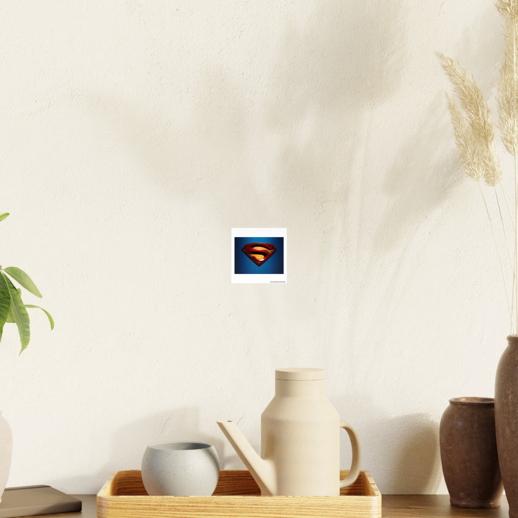 Superman Emblem Photo Art Poster — Retro Comic Logo Wall Print