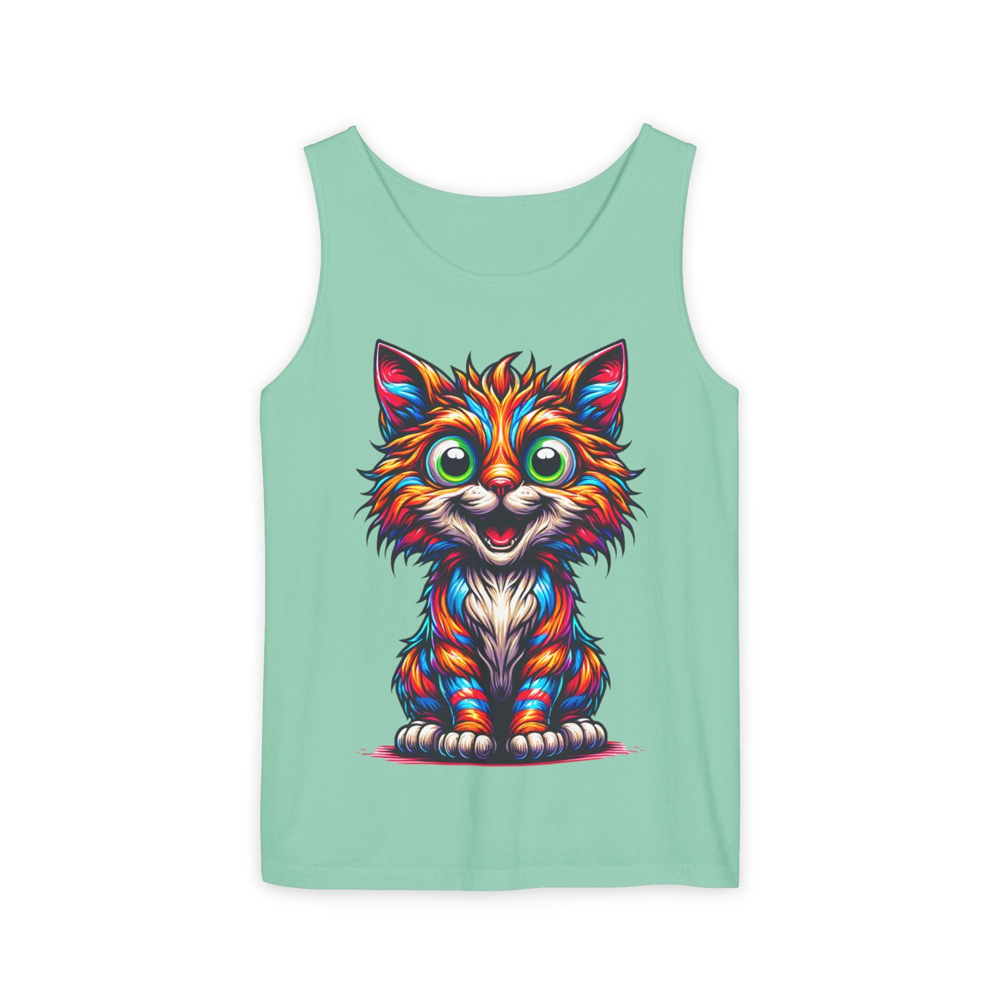 Psychedelic Cat Tank Top — Vibrant 1000-Color Art Print