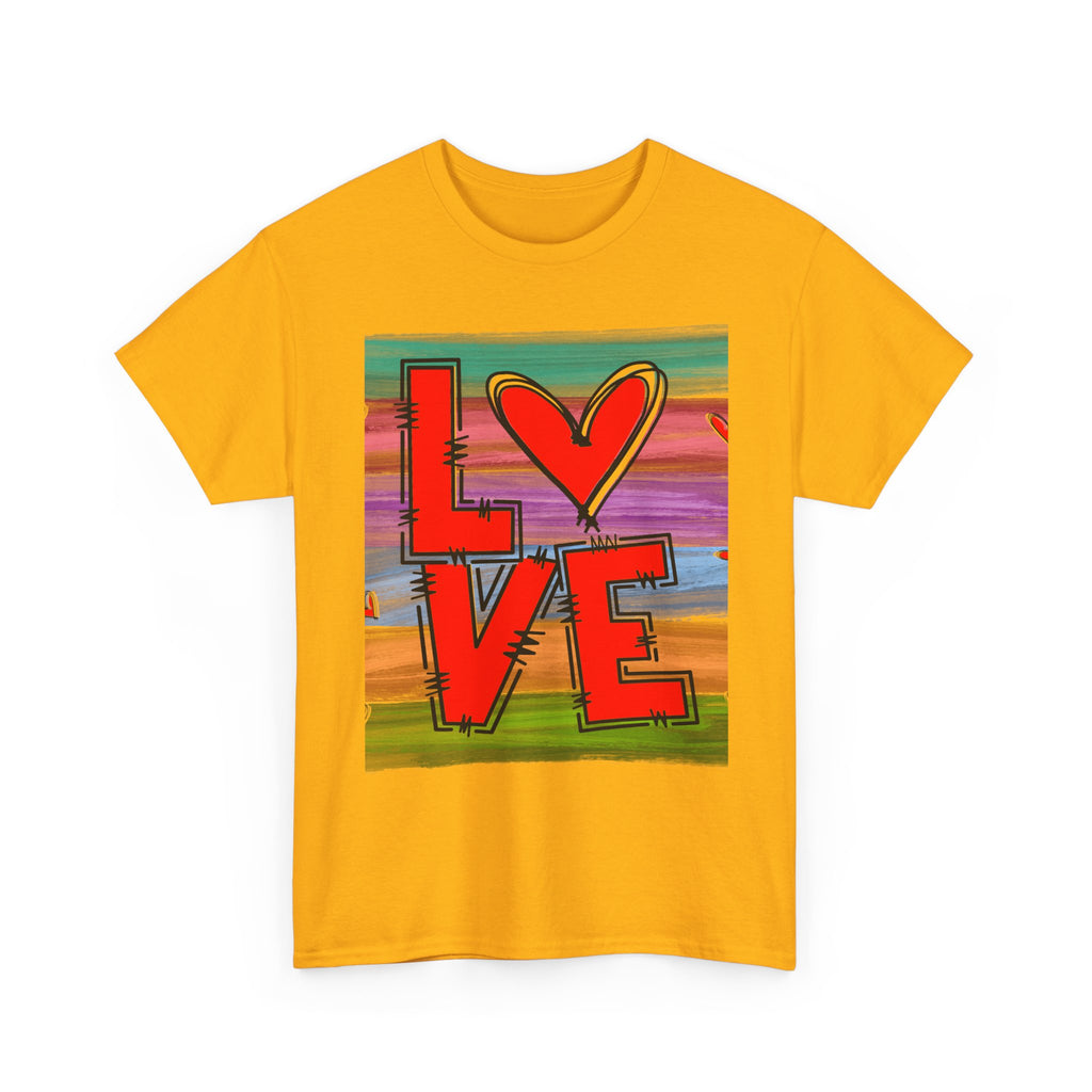 Love Heart Graphic Tee — Colorful Pop Art Valentine's T-Shirt