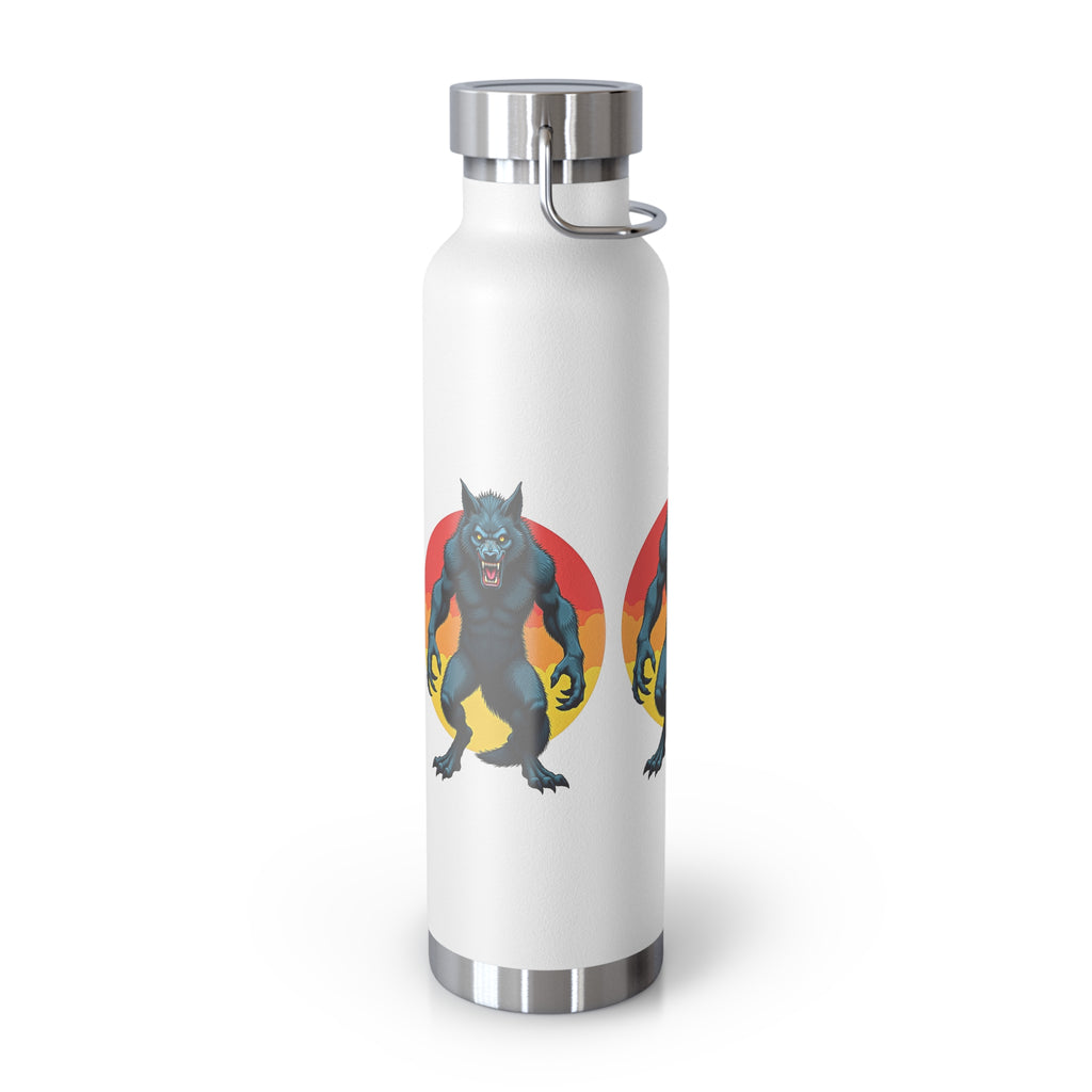 22oz Insulated Water Bottle — Retro Werewolf Graphic, Double-Wall Vacuum Flask