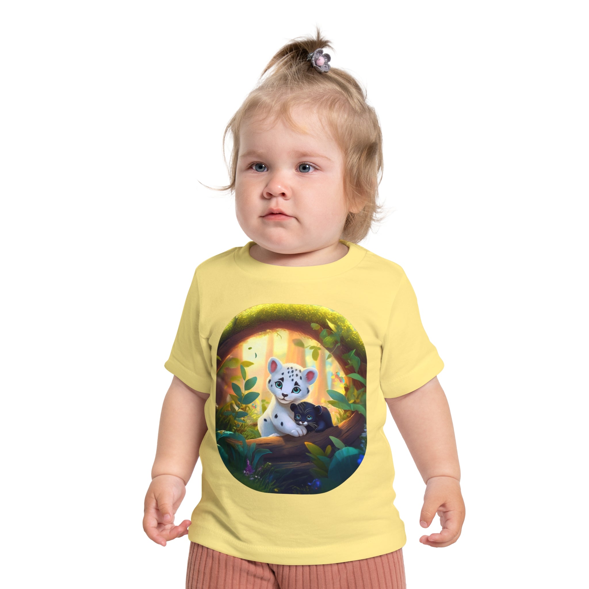 Baby T-Shirt — Forest Cub Illustration Cute Snow Leopard Print