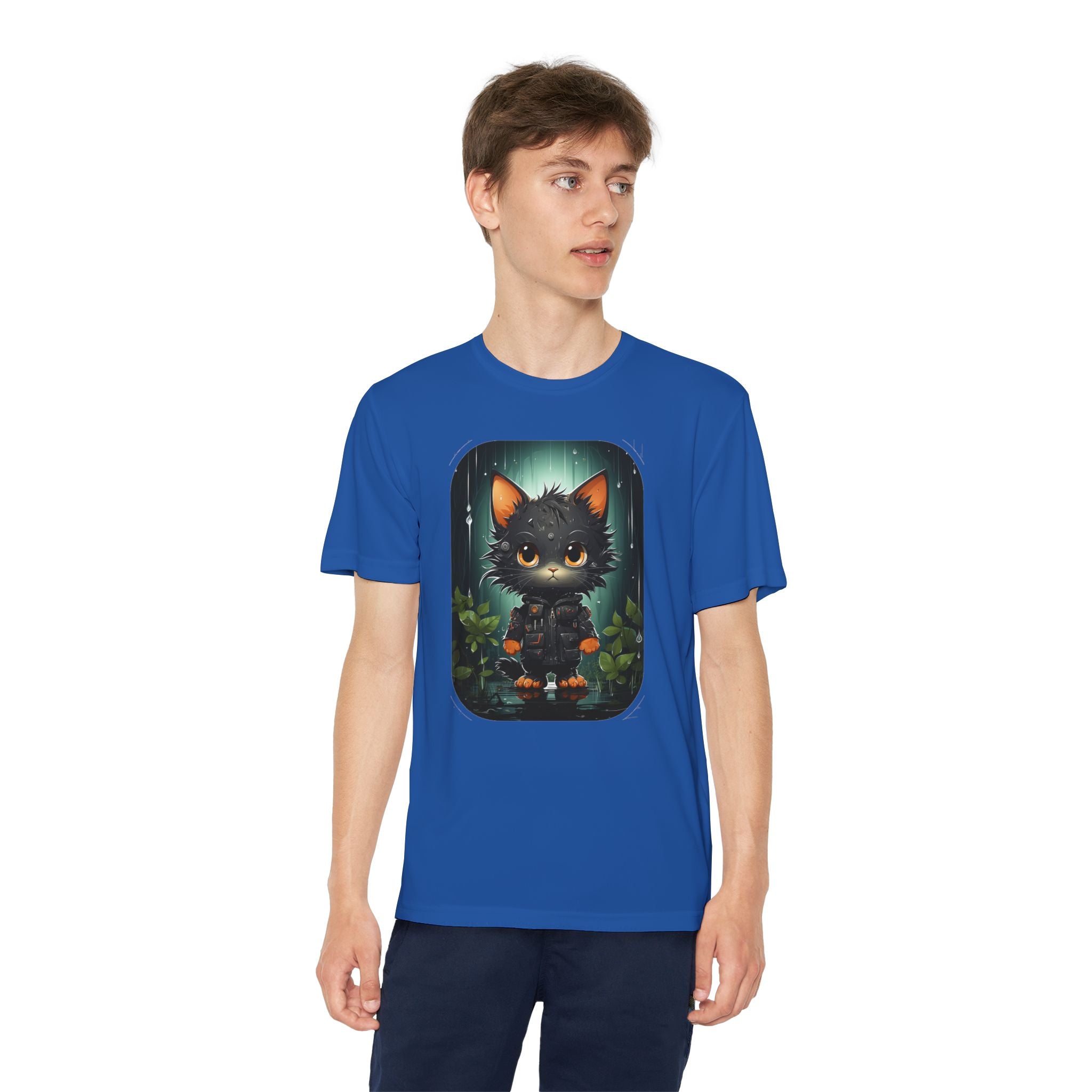 Youth Black Cat Competitor Tee — Cute Forest Kitten Graphic Shirt
