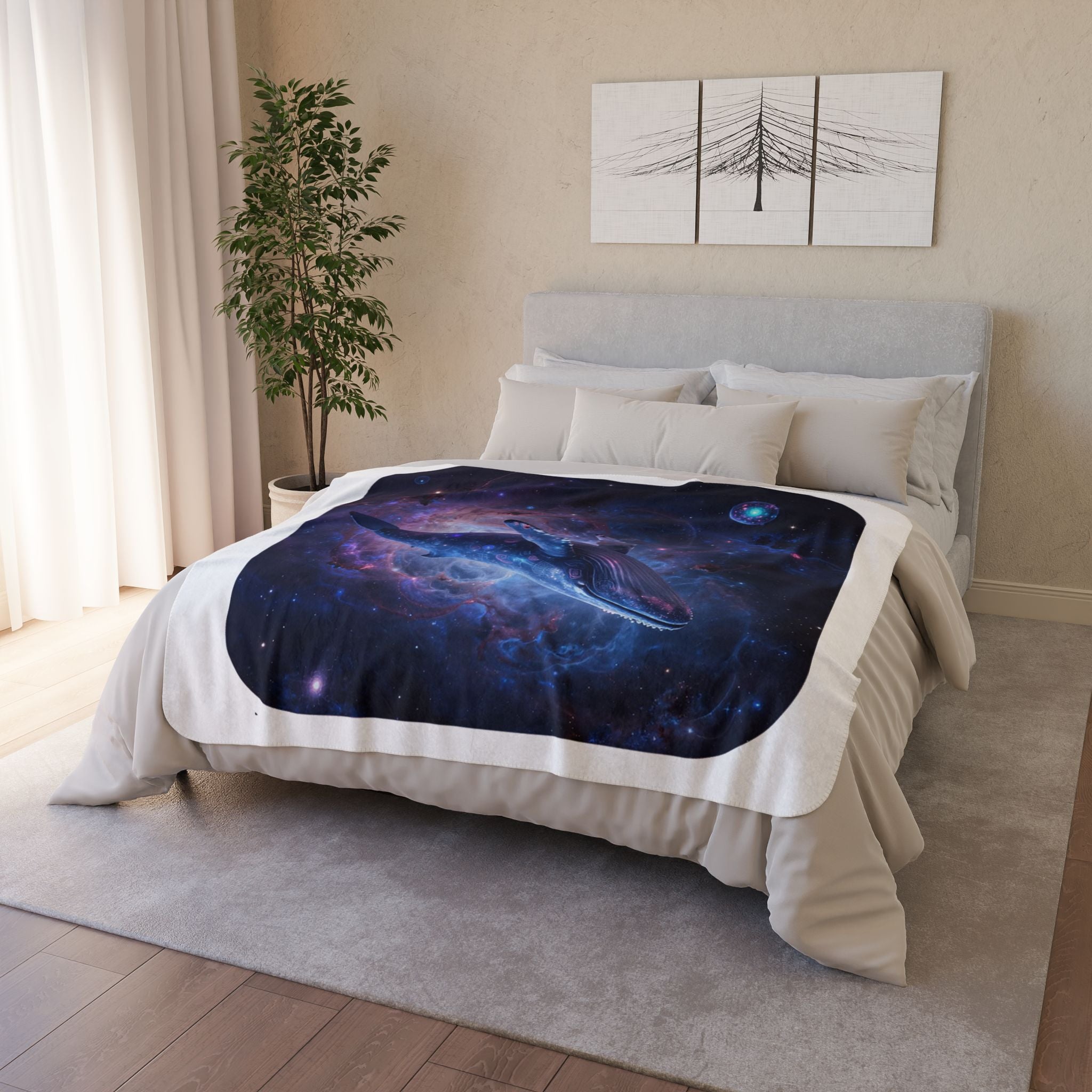 Galaxy Whale Sherpa Blanket — Cosmic Whale Fleece Throw