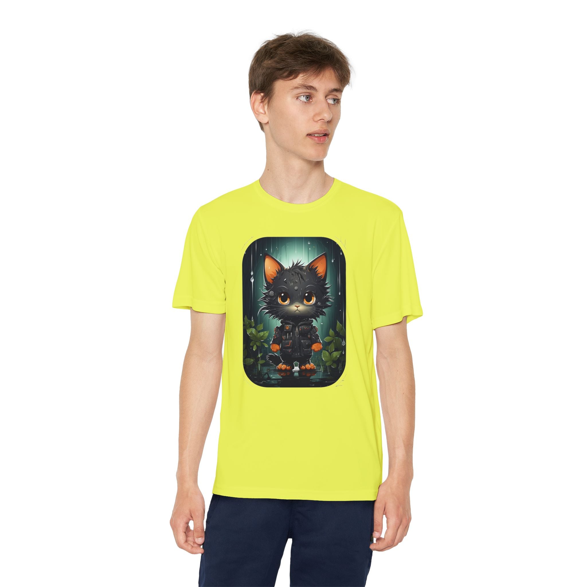 Youth Black Cat Competitor Tee — Cute Forest Kitten Graphic Shirt