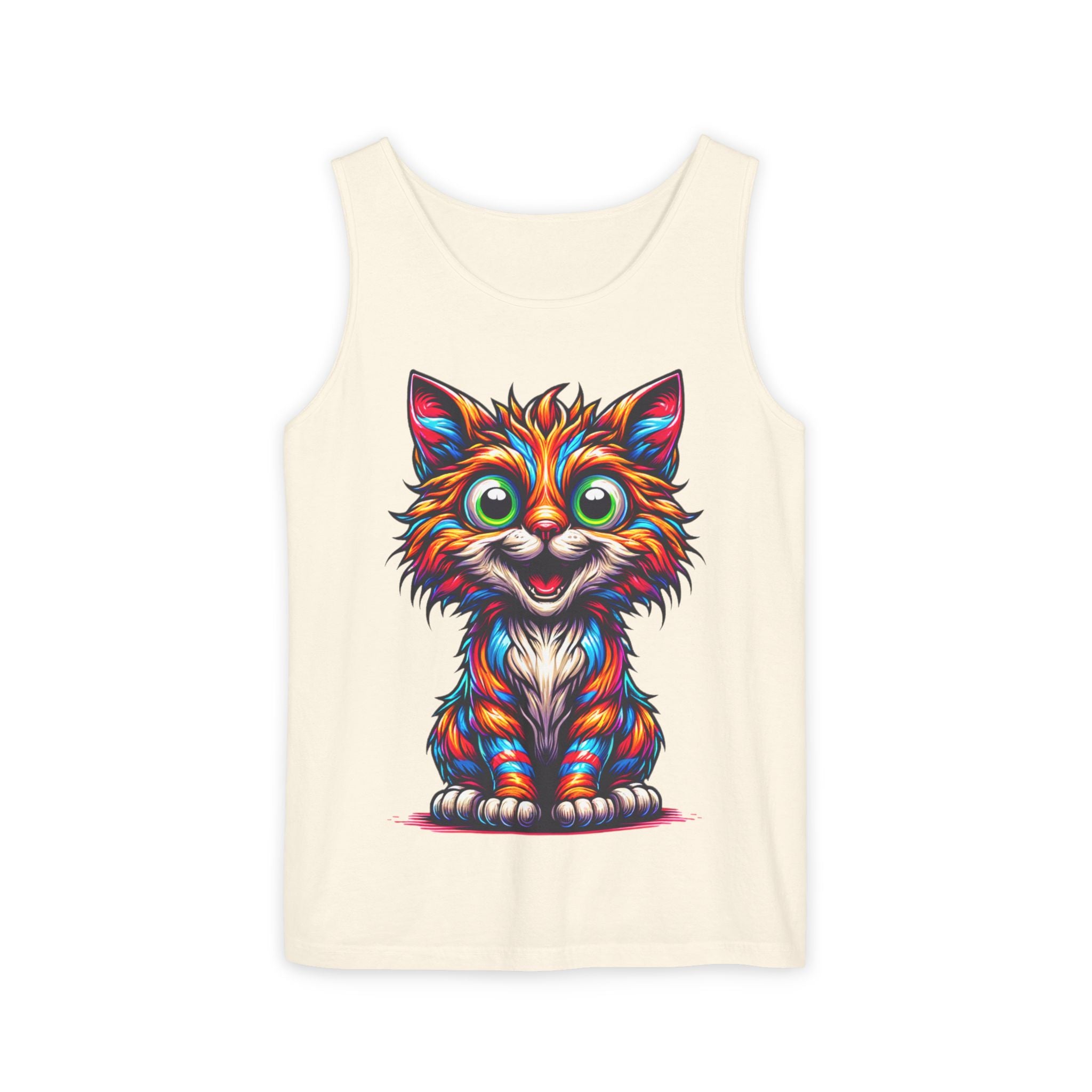 Psychedelic Cat Tank Top — Vibrant 1000-Color Art Print