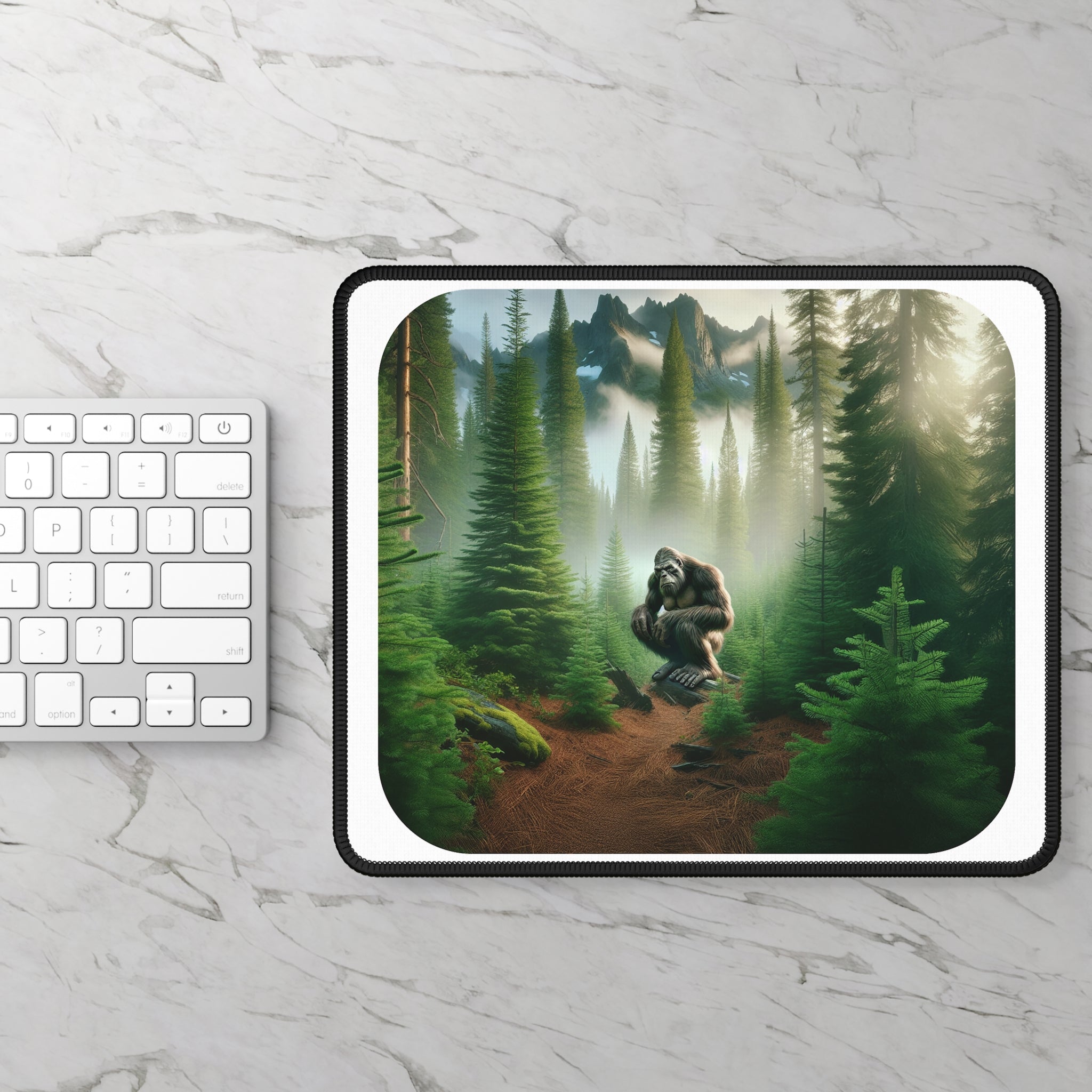 Gaming Mouse Pad — Mystical Forest Bigfoot Design