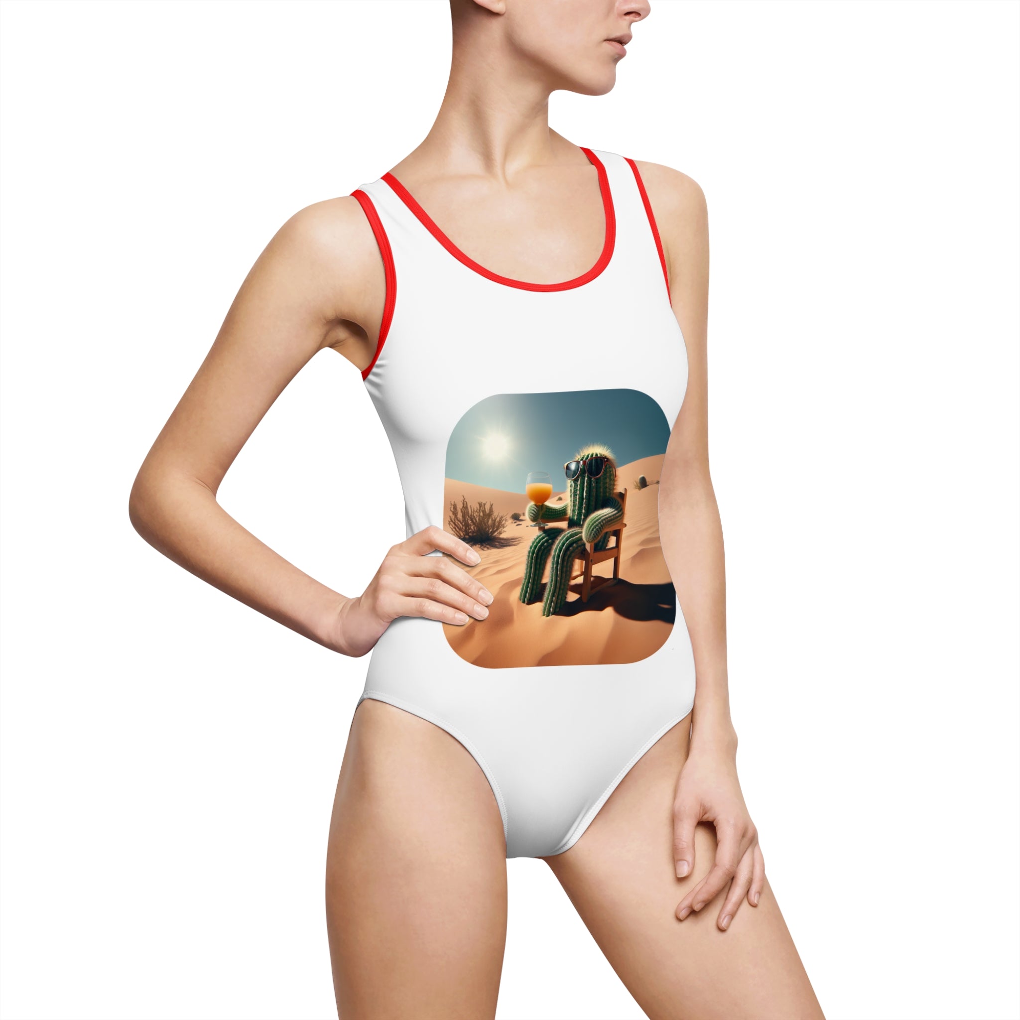 One-Piece Swimsuit — Sunset Desert Cactus Print
