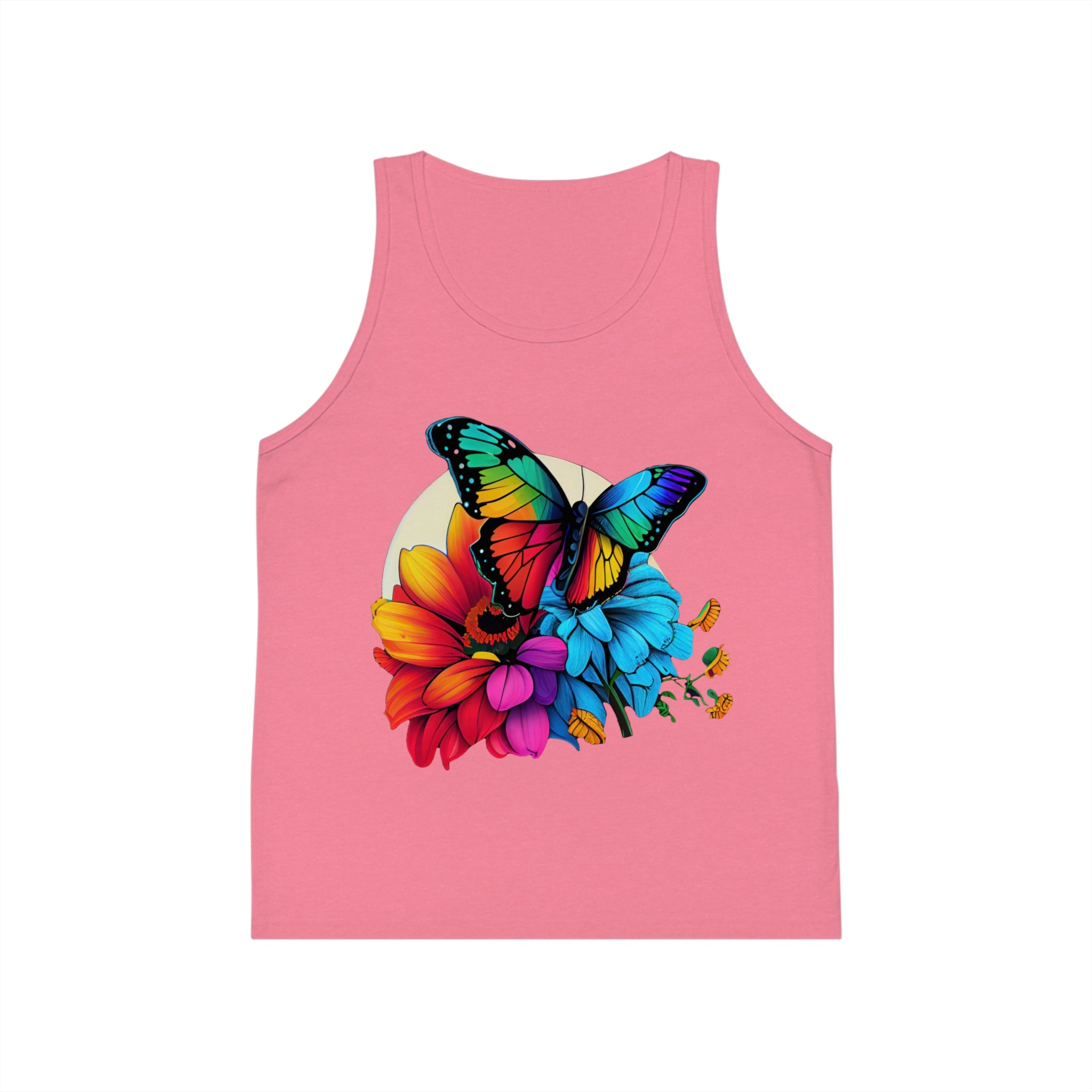 Kids Butterfly Tank Top — Colorful Floral Rainbow Butterfly Design