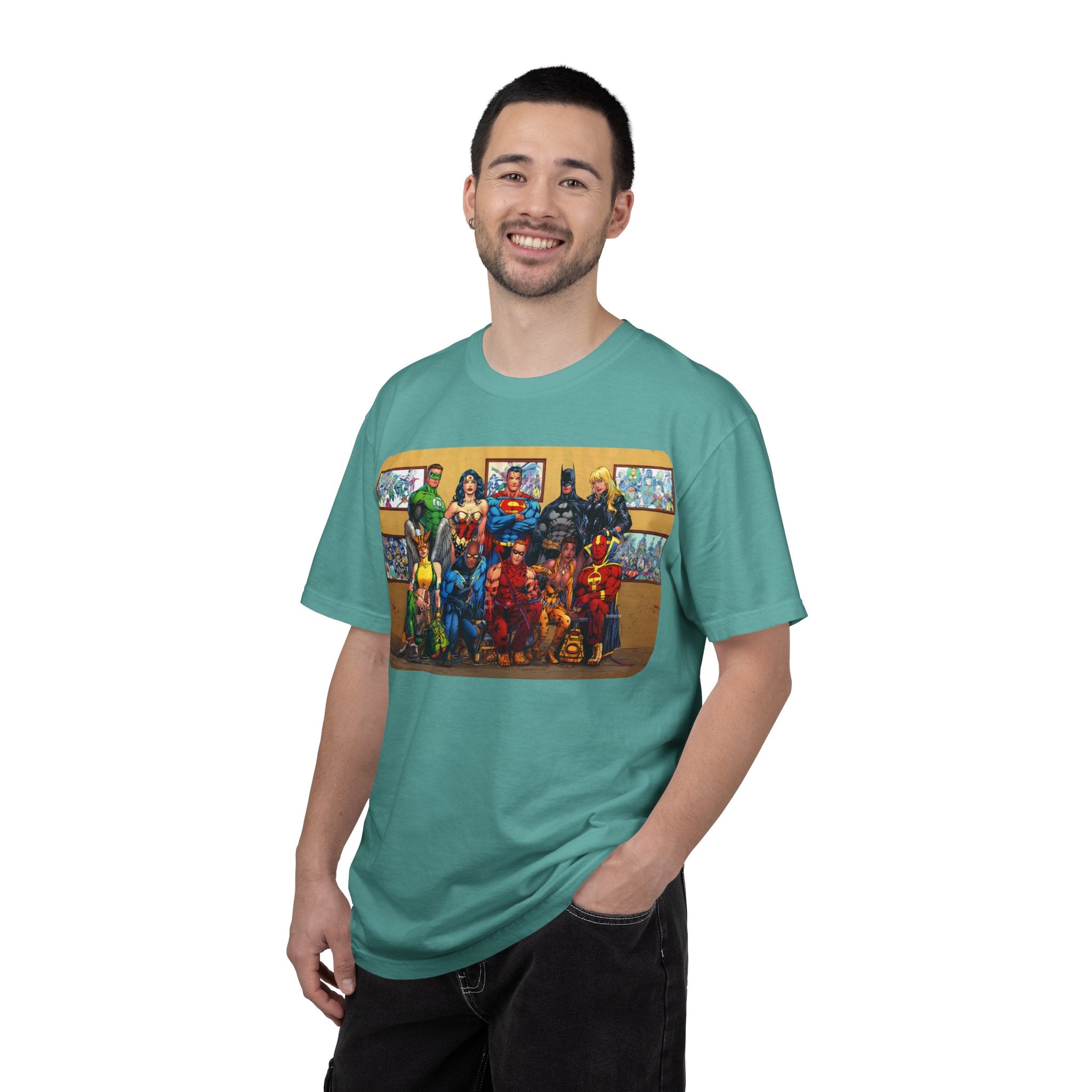 Superhero Team Photo T-Shirt — Vintage Comic Group Graphic Tee