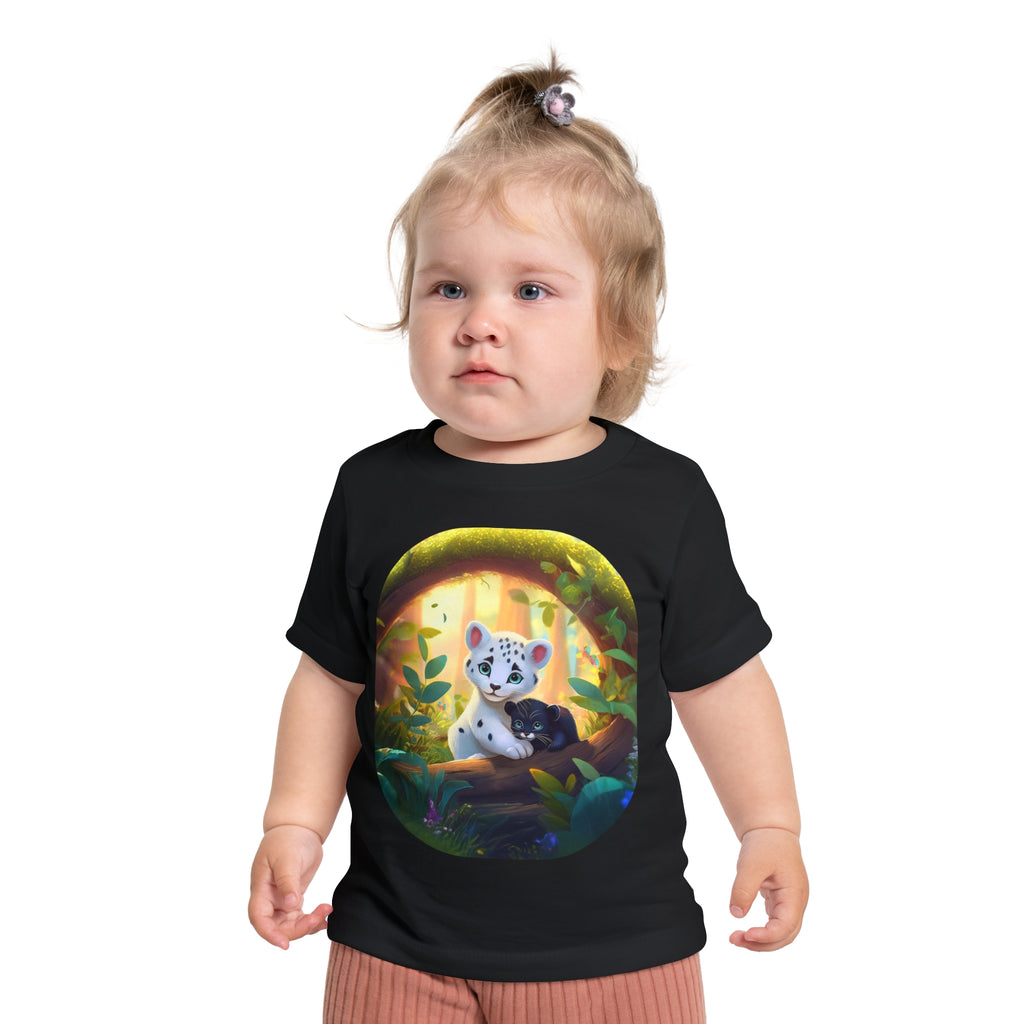 Baby T-Shirt — Forest Cub Illustration Cute Snow Leopard Print