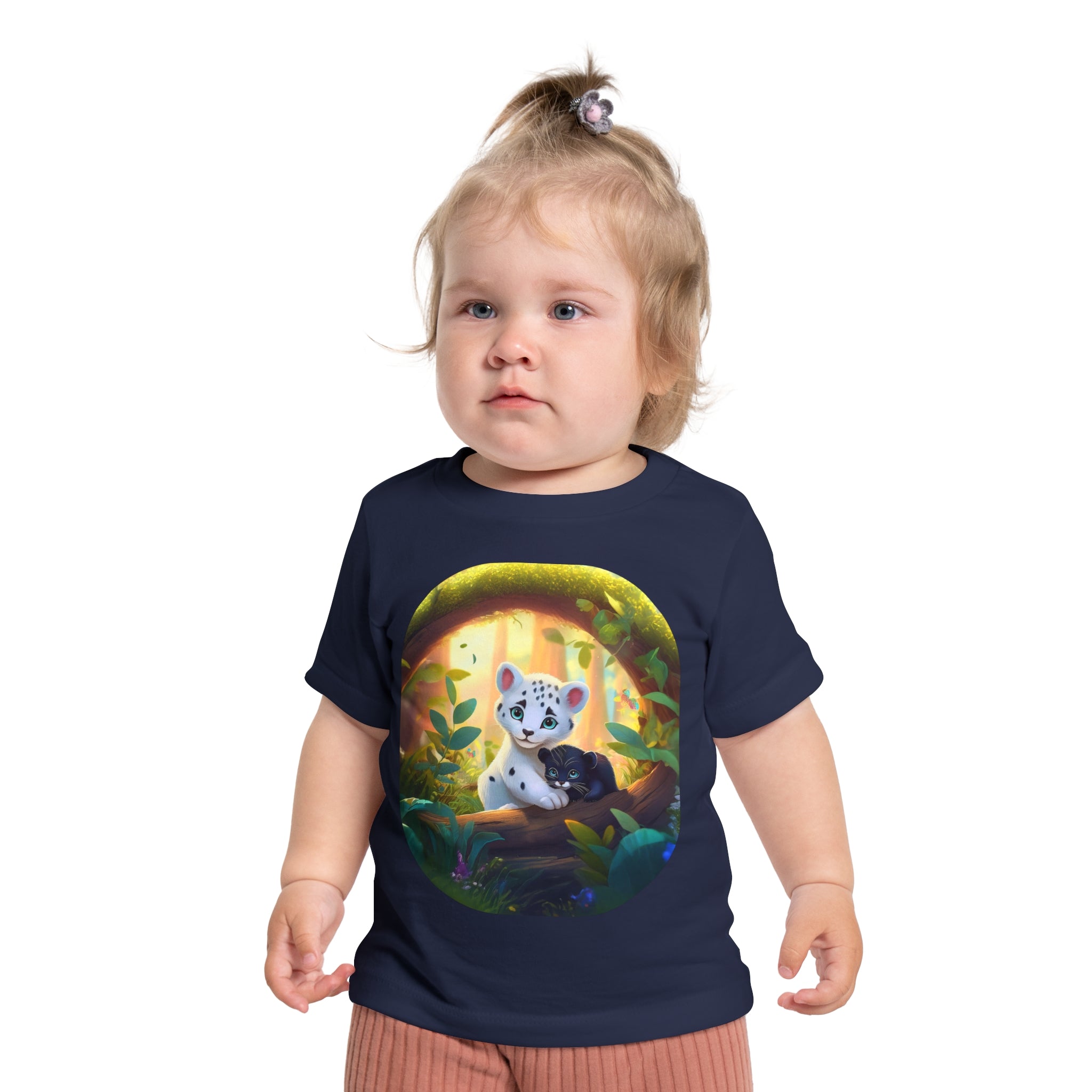 Baby T-Shirt — Forest Cub Illustration Cute Snow Leopard Print