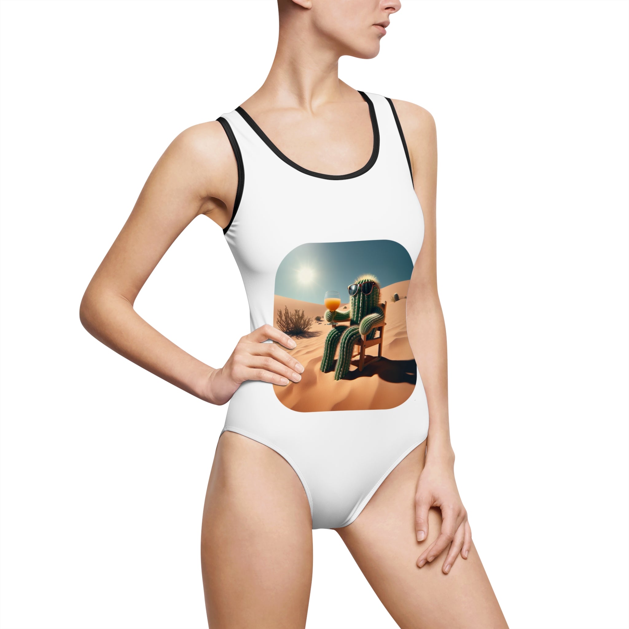 One-Piece Swimsuit — Sunset Desert Cactus Print