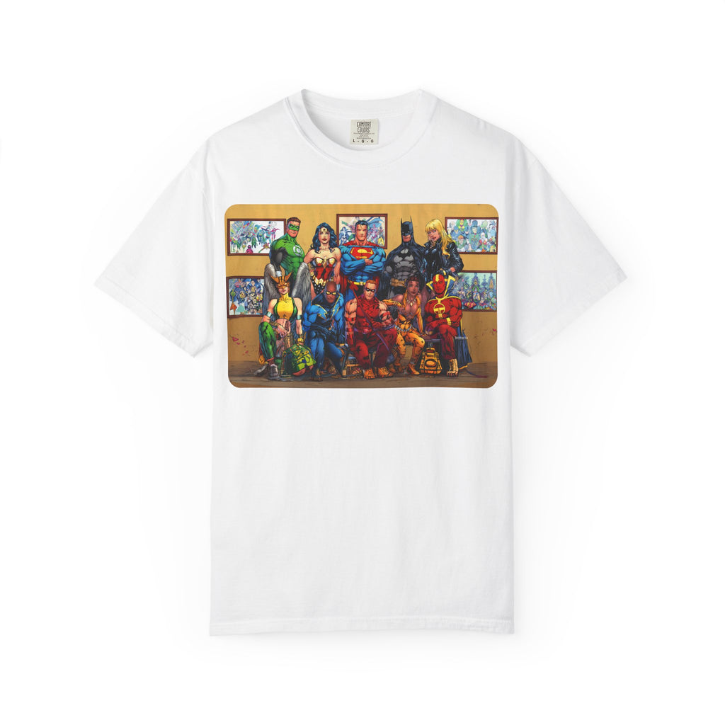 Superhero Team Photo T-Shirt — Vintage Comic Group Graphic Tee