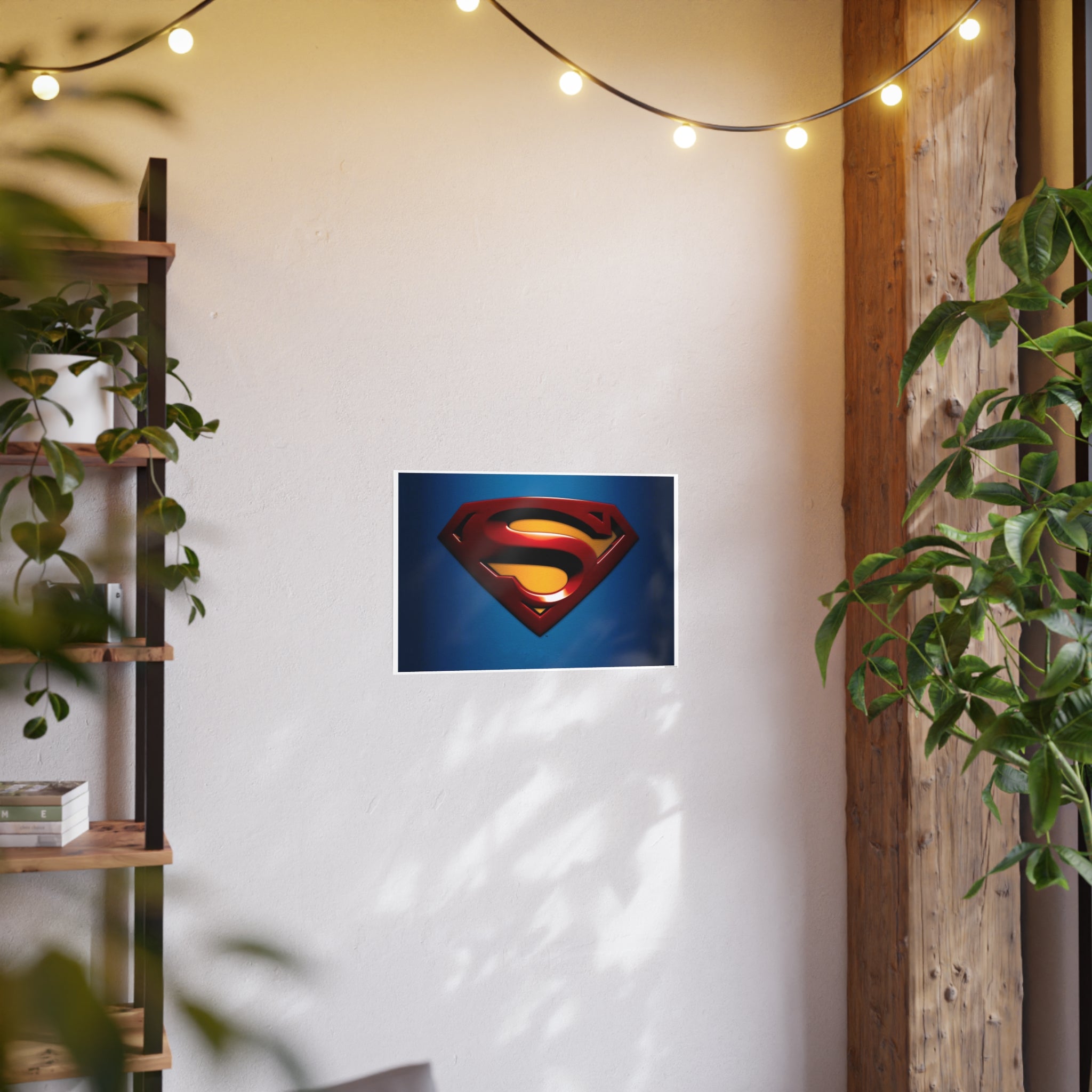 Superman Emblem Photo Art Poster — Retro Comic Logo Wall Print