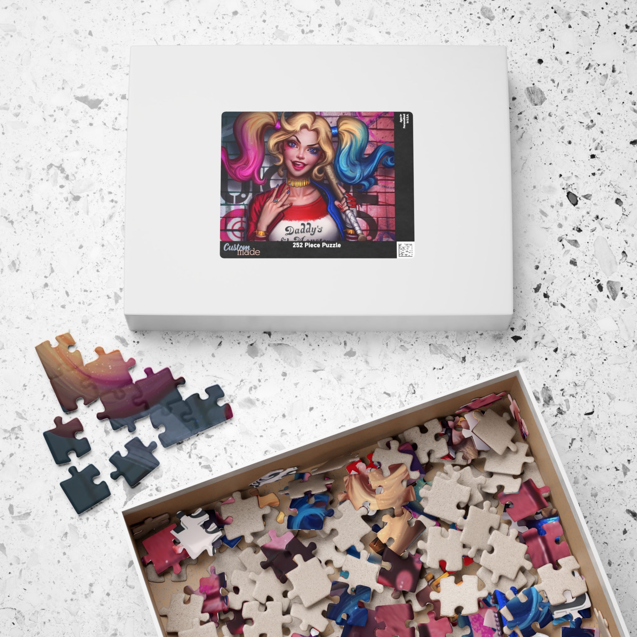 Harlequin Girl Pop Art Puzzle — 'Daddy's Lil Monster' Character Jigsaw
