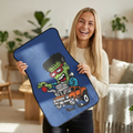 Monster Truck Driver Car Floor Mat — Blue Cartoon Hot Rod Design